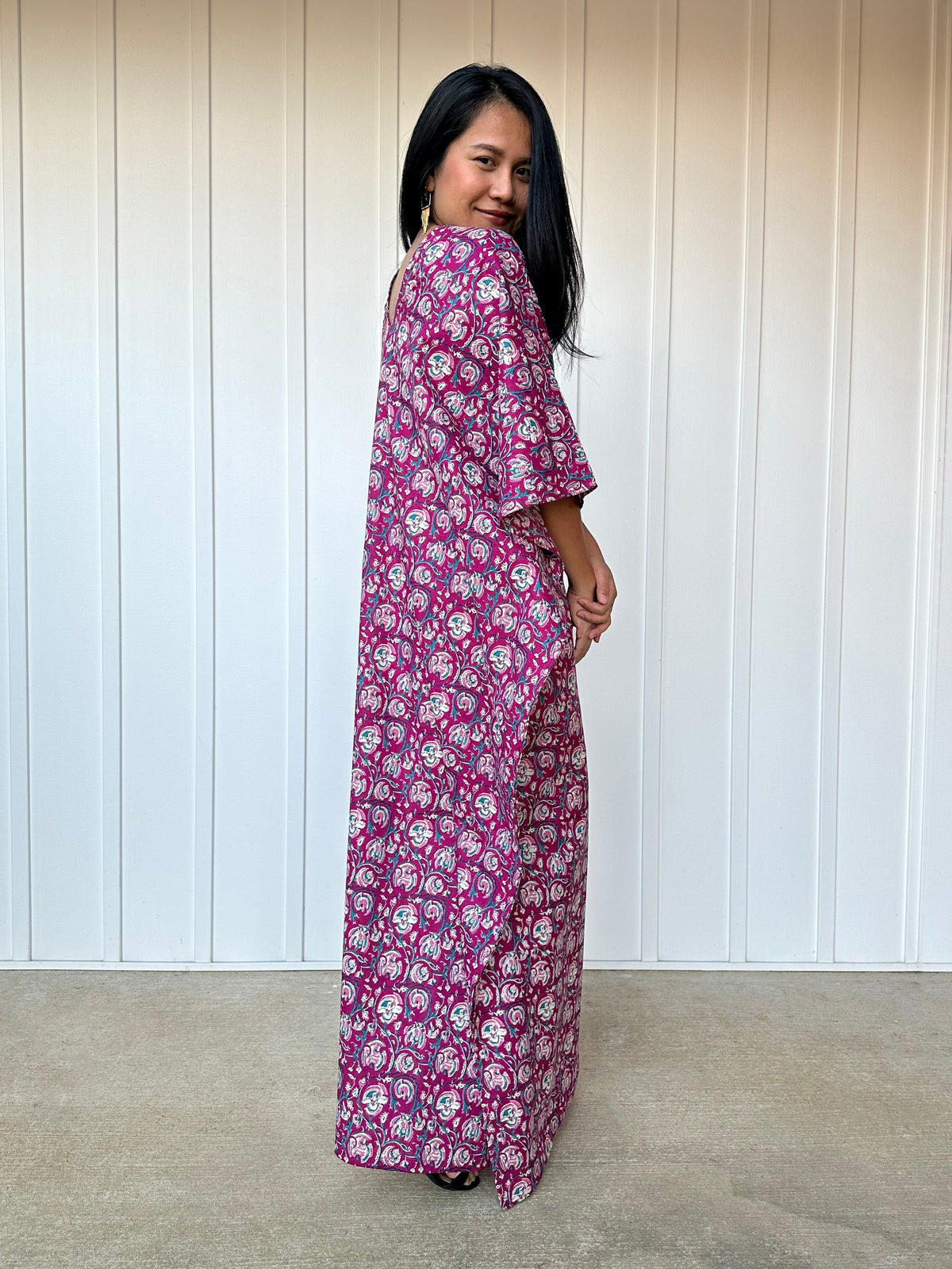 MALA handworks 56 Evelyn Kaftan in Red and Floral Pattern