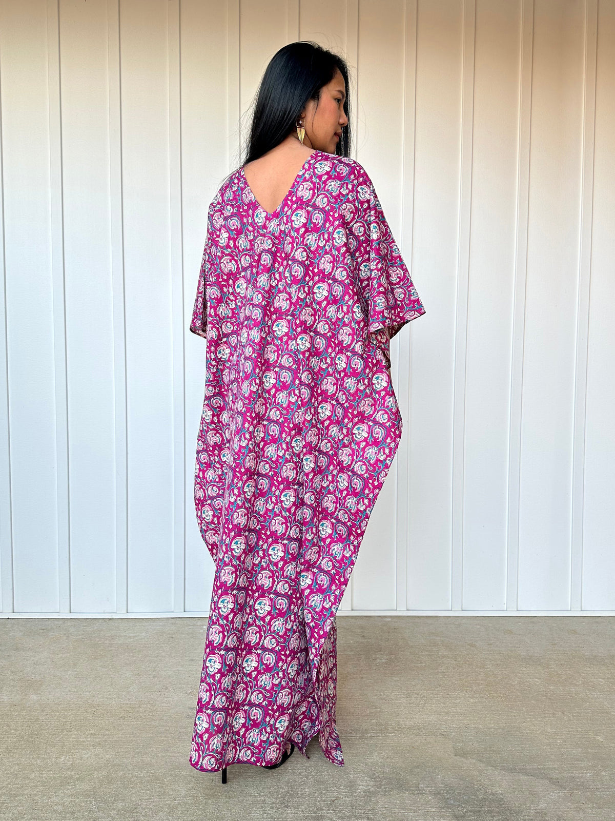 MALA handworks 56 Evelyn Kaftan in Red and Floral Pattern