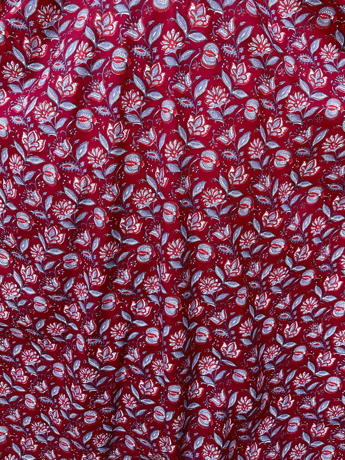 MALA handworks  Evelyn Kaftan in Red and Floral Pattern