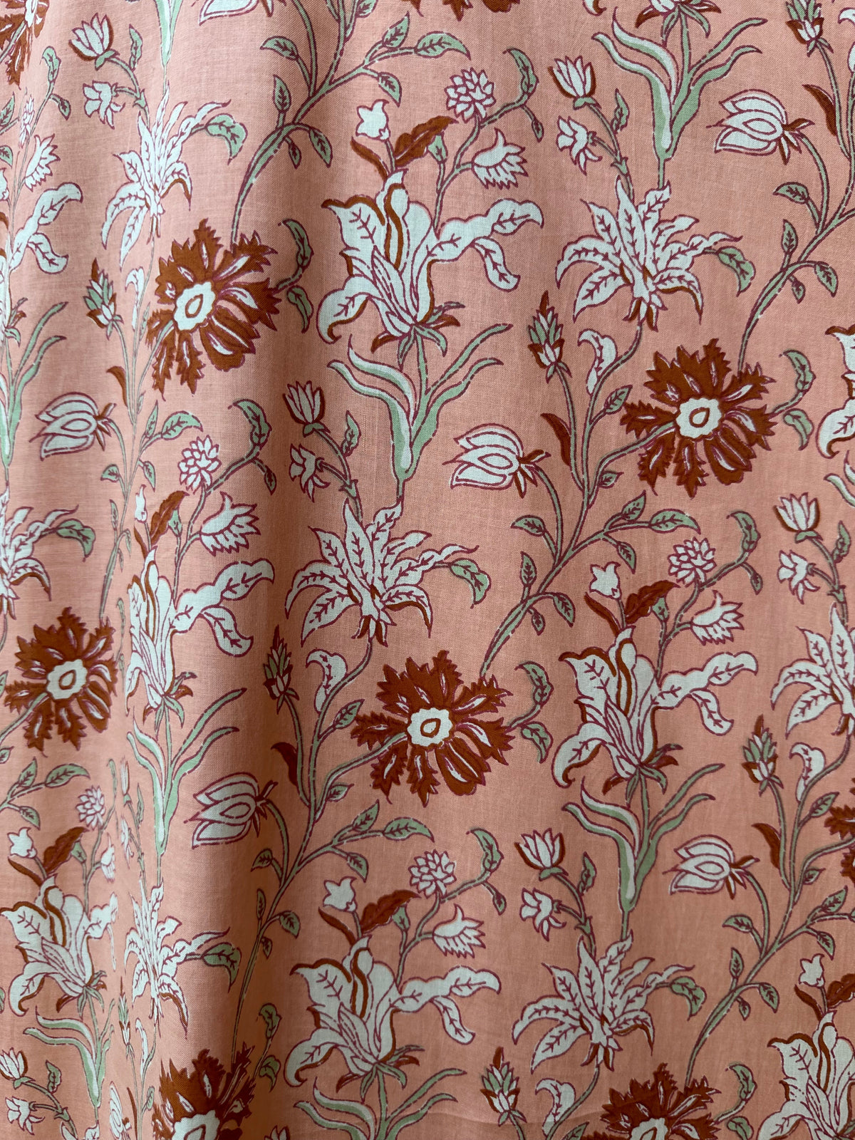 MALA handworks  56 Evelyn Kaftan in Skin Pink and Floral Pattern