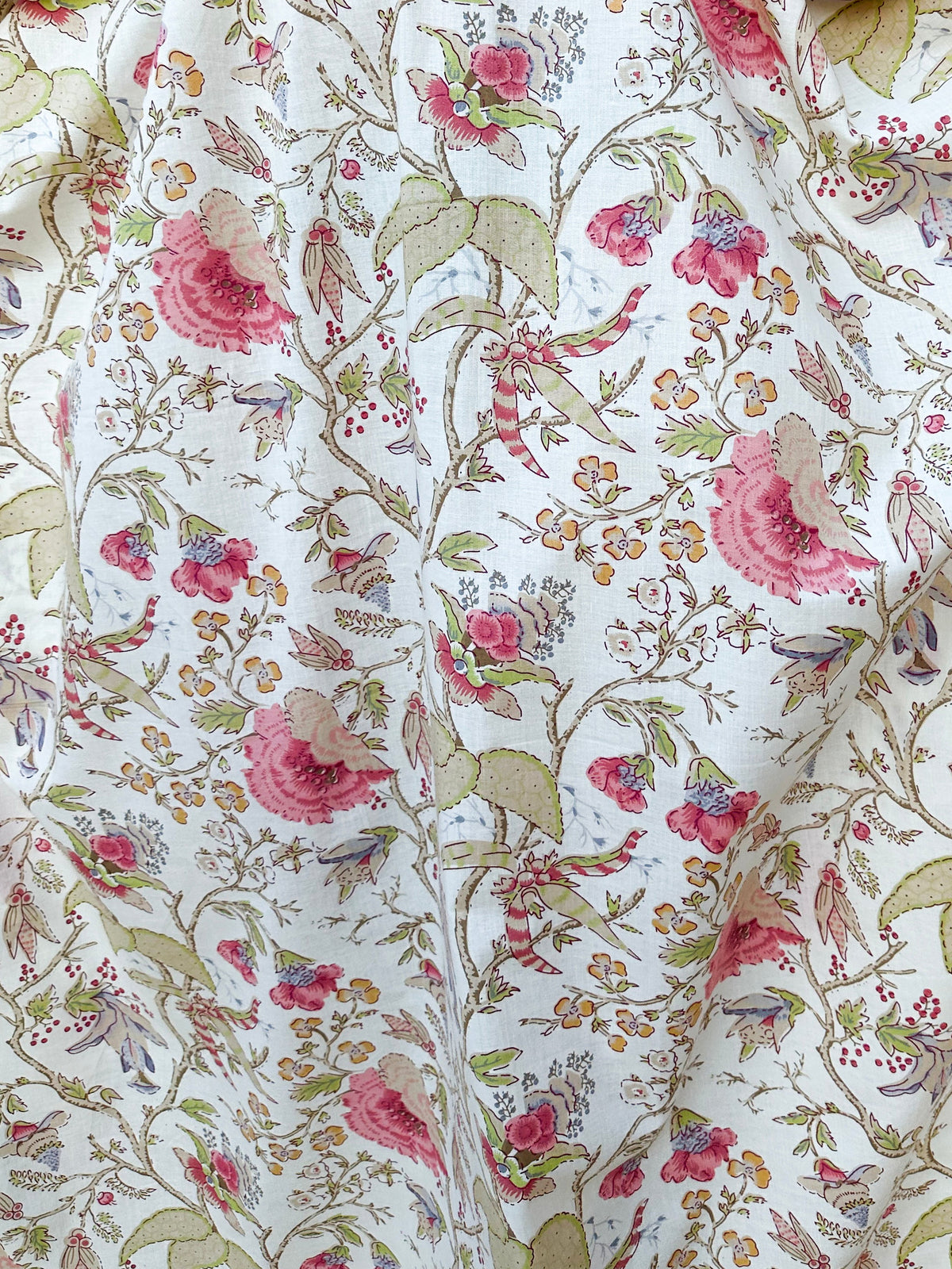 MALA handworks  56 Evelyn Kaftan in White and Floral Pattern