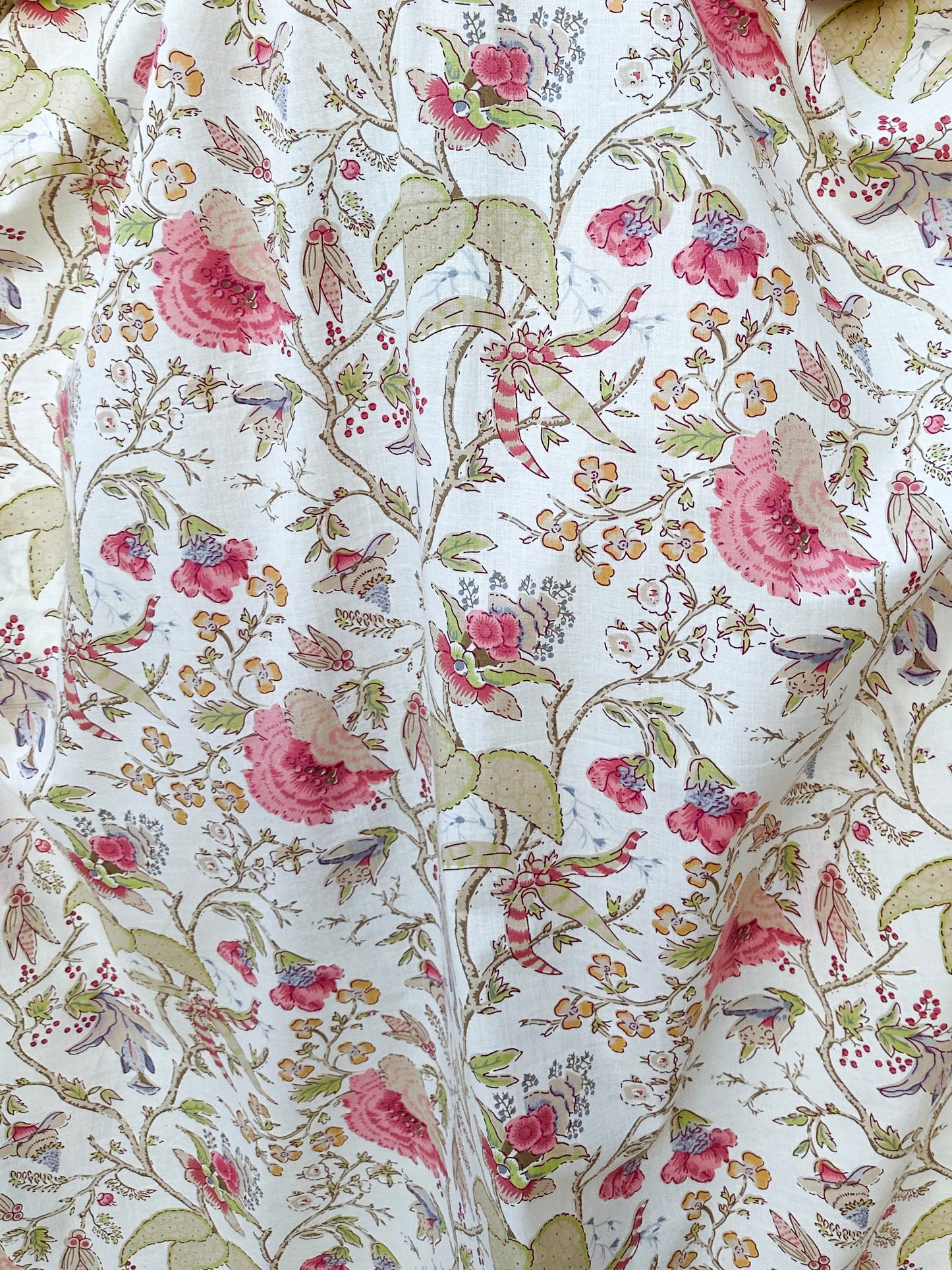 MALA handworks 56 Evelyn Kaftan in White and Floral Pattern