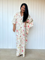 MALA handworks  56 Evelyn Kaftan in White and Floral Pattern