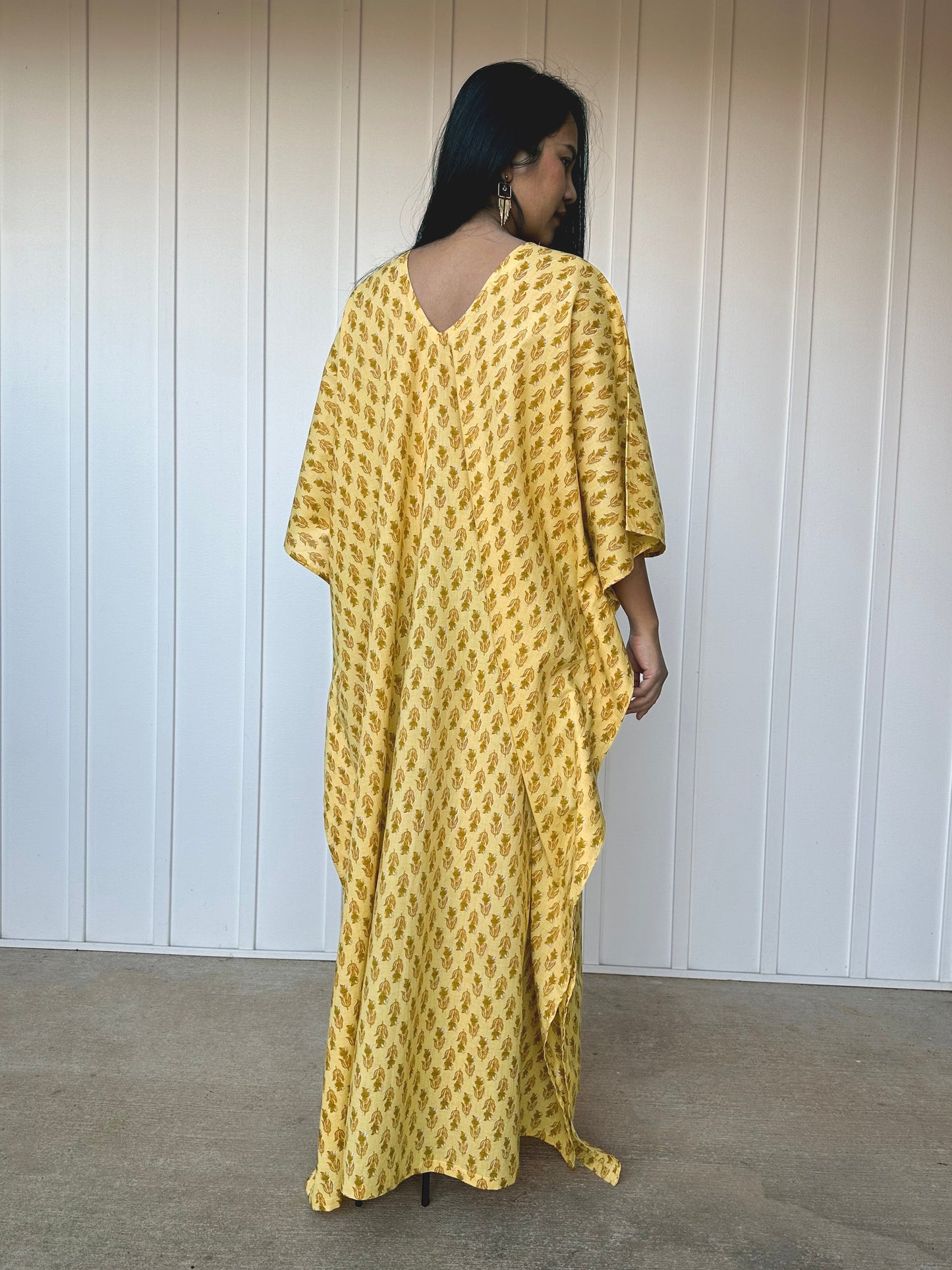 MALA handworks 56 Evelyn Kaftan in Yellow and Floral Pattern