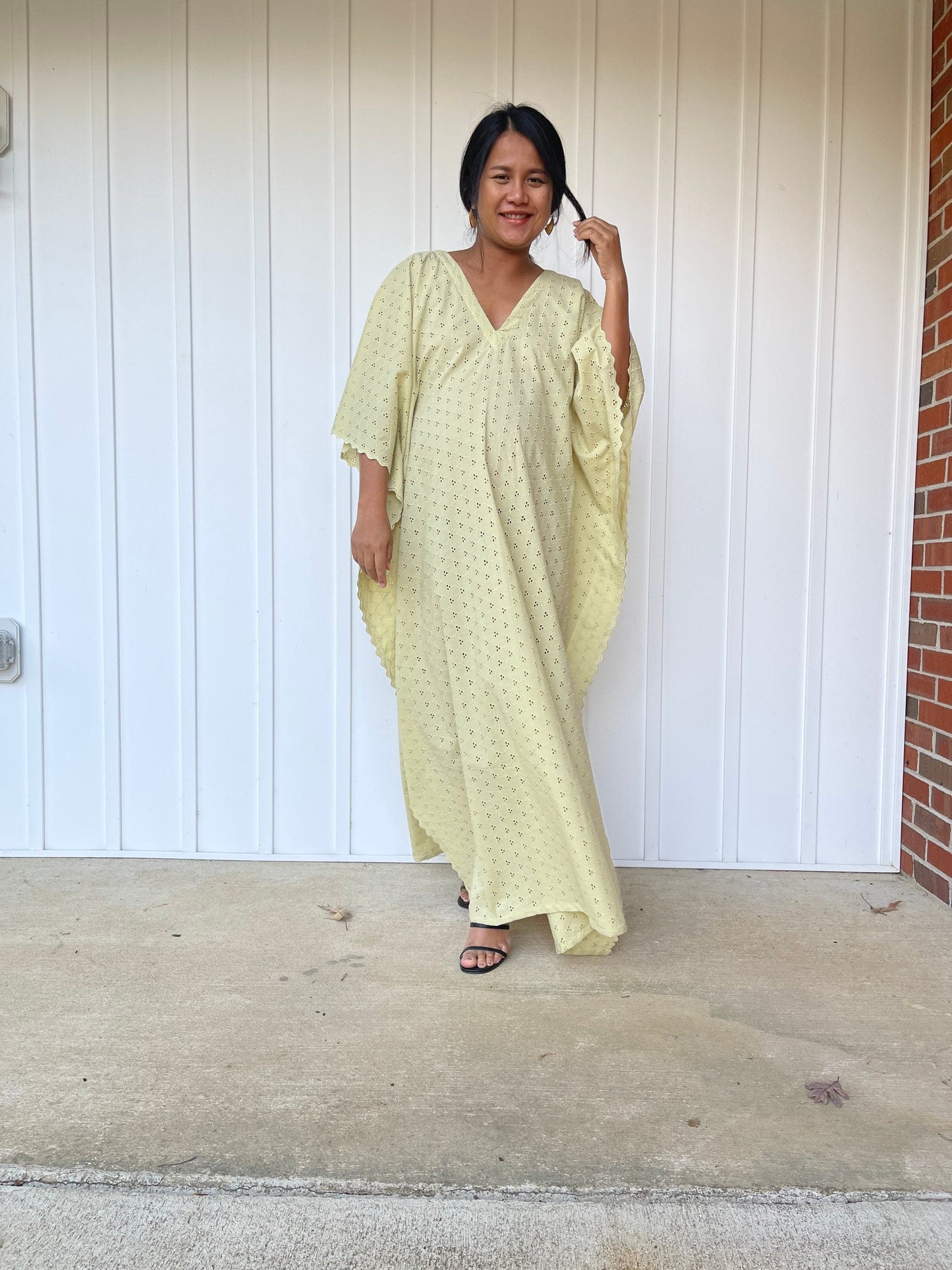 MALA handworks Evelyn Kaftan in Yellow and Lace