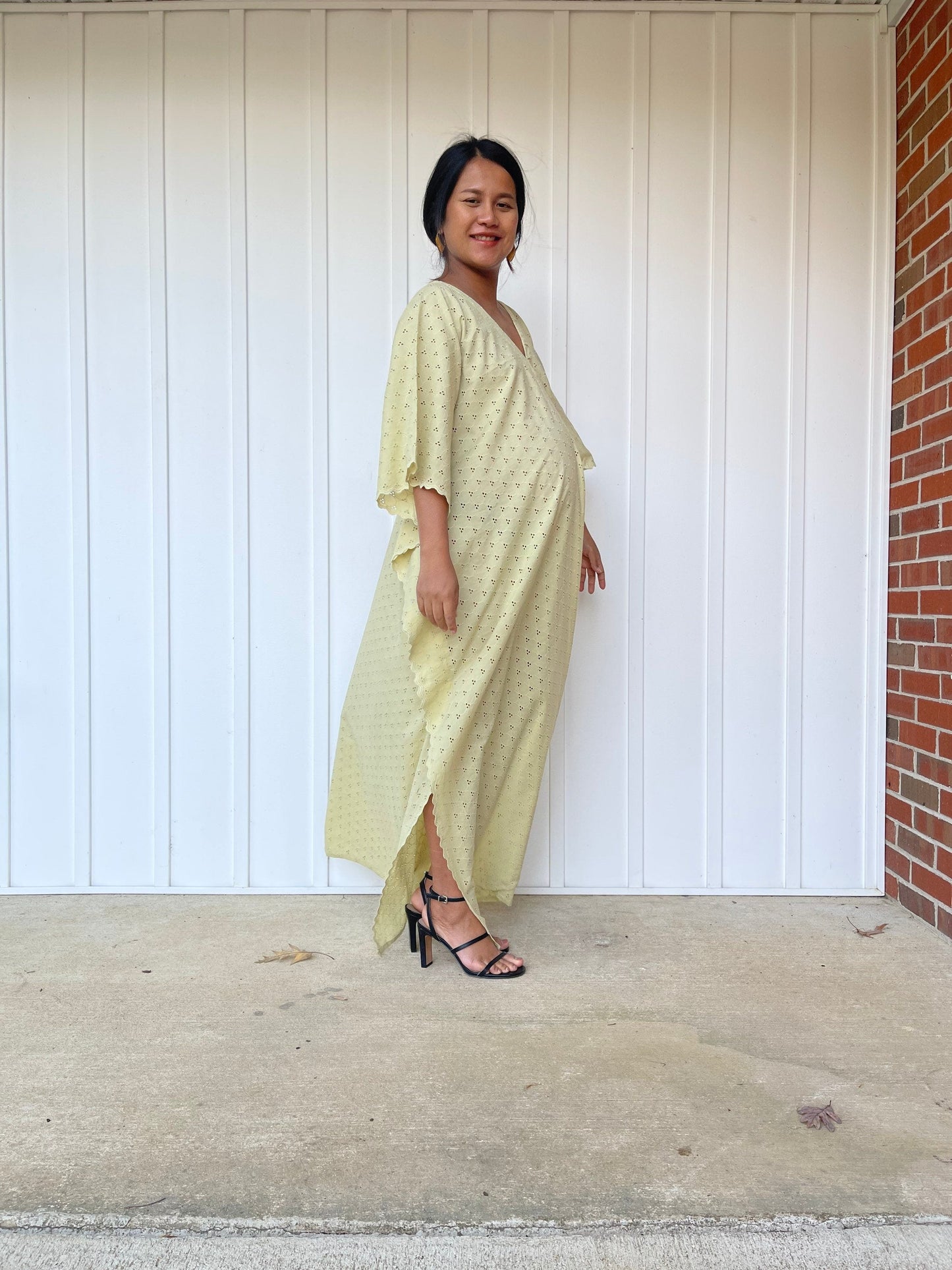 MALA handworks Evelyn Kaftan in Yellow and Lace