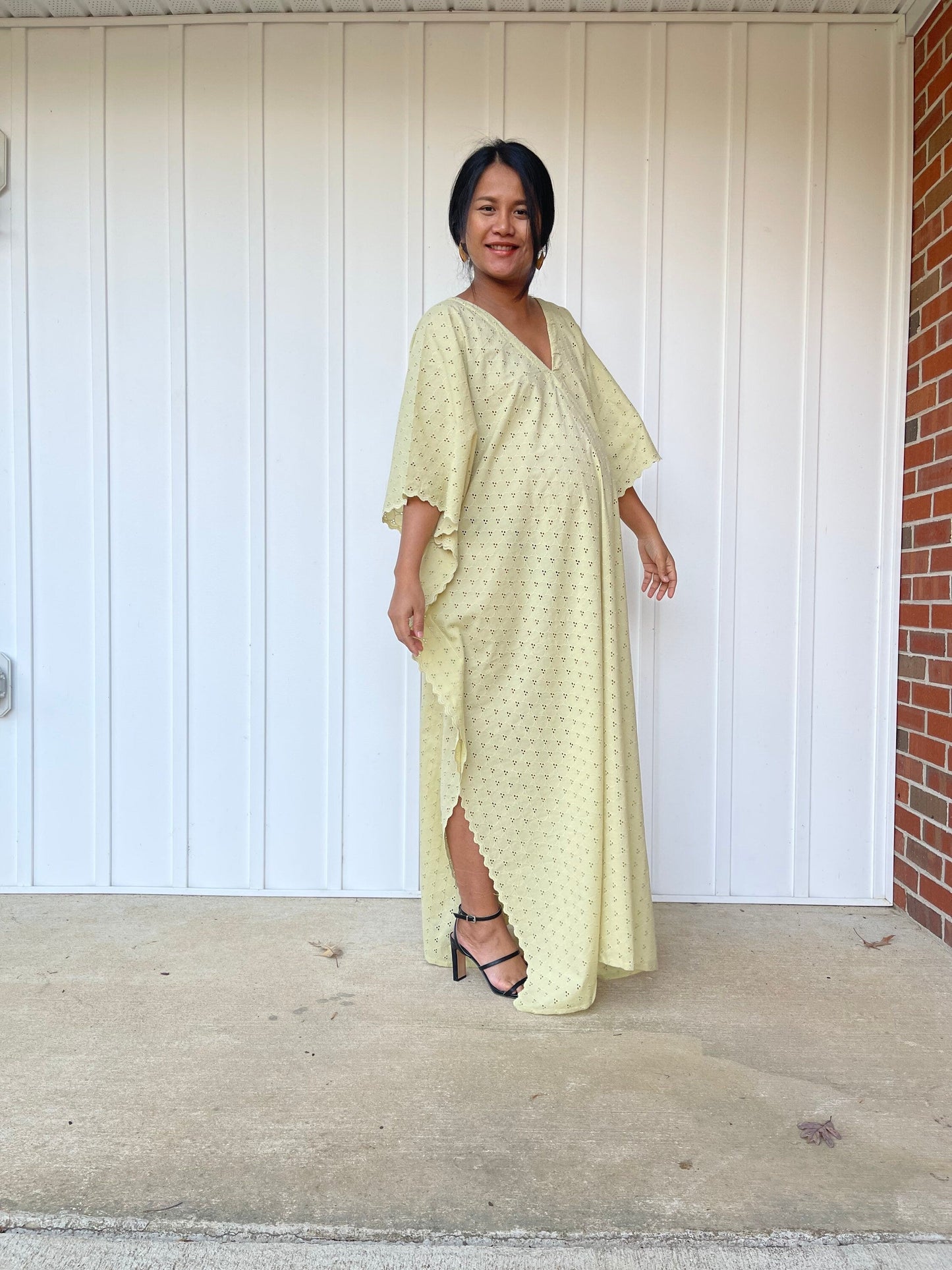 MALA handworks Evelyn Kaftan in Yellow and Lace
