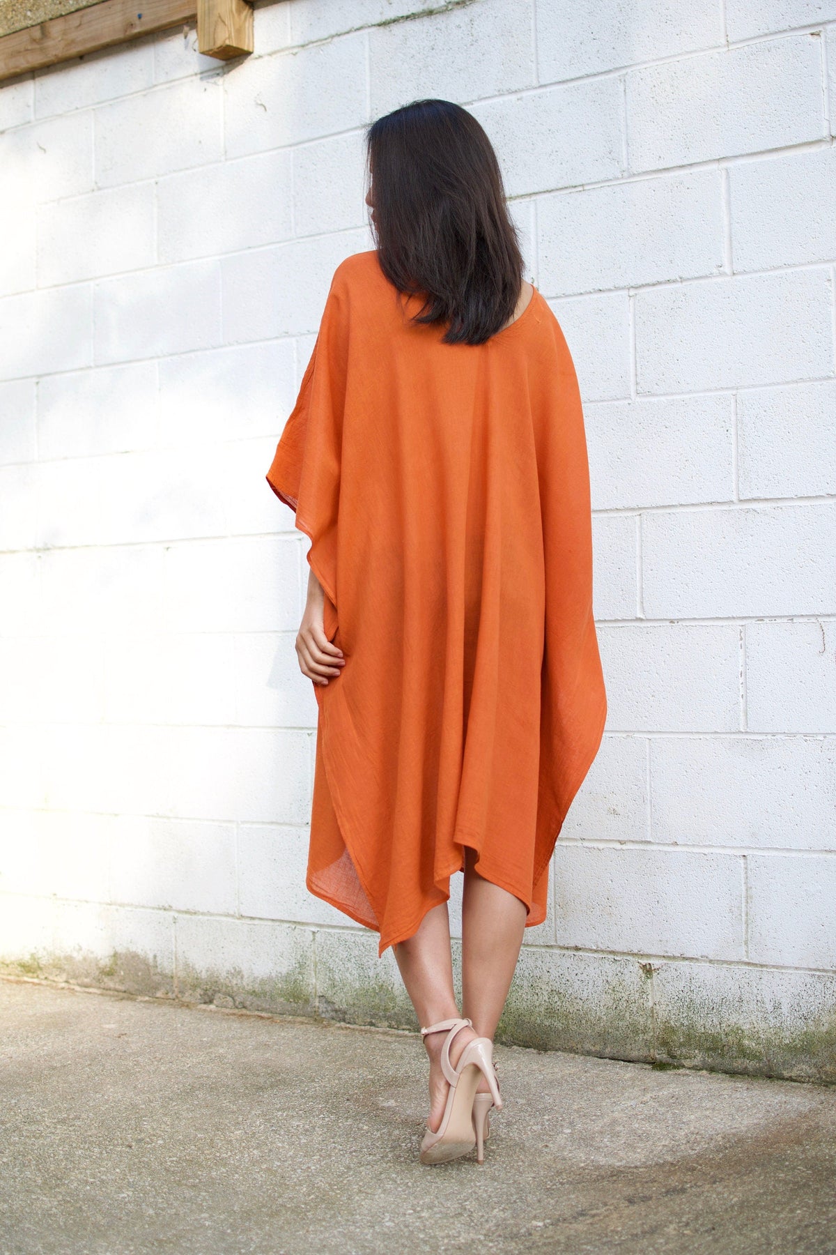 MALA handworks  Flora Midi Kaftan in Rust Orange