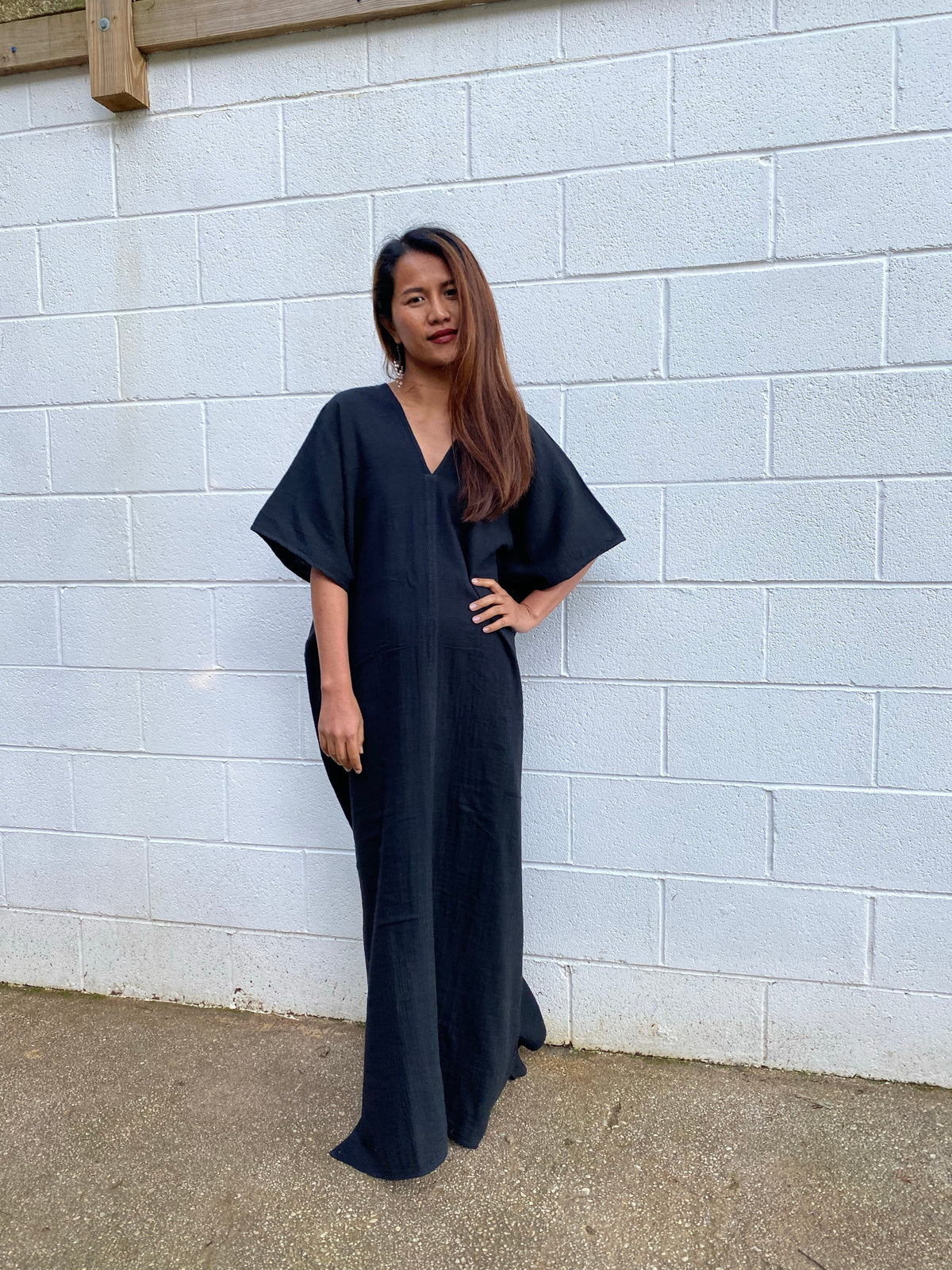 MALA handworks Gloria Double Gauze Cotton Kaftan in Black