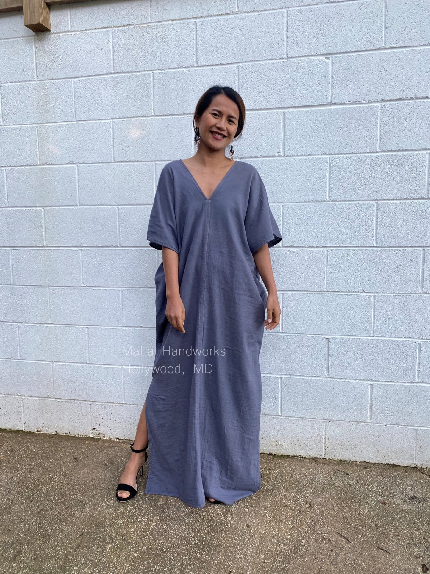 MALA handworks Gloria Double Gauze Cotton Kaftan in Gray