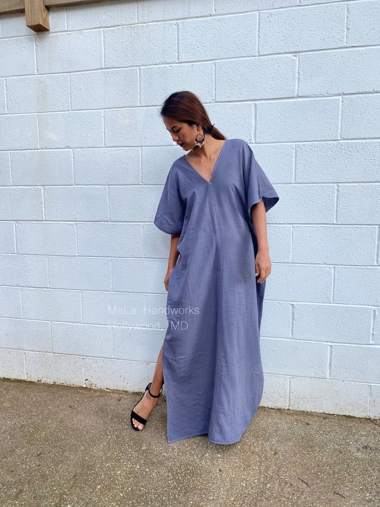 MALA handworks Gloria Double Gauze Cotton Kaftan in Gray