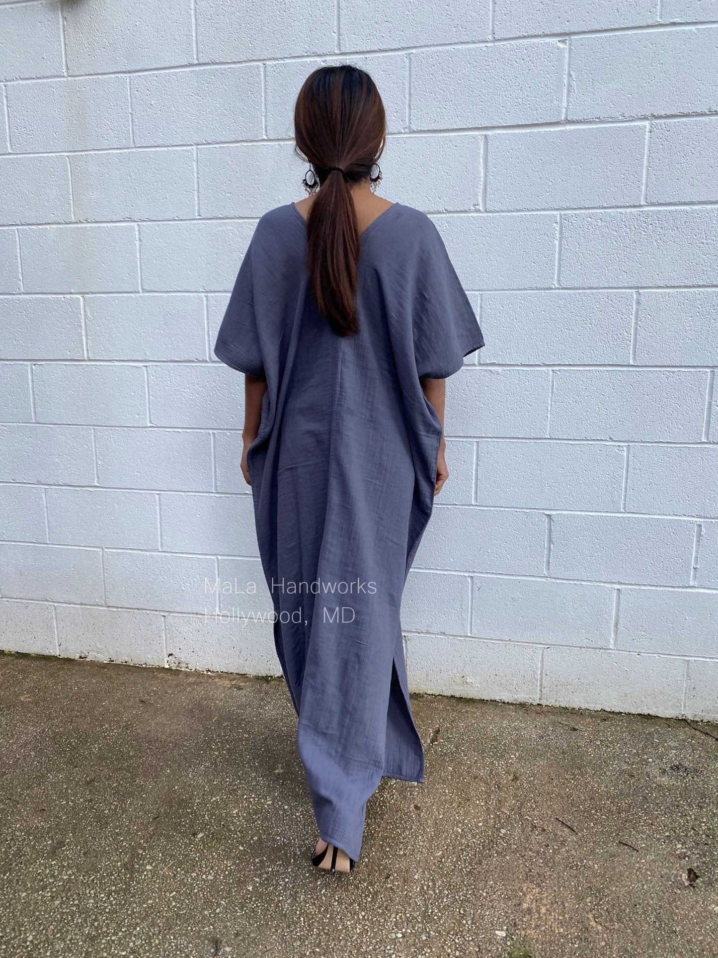 MALA handworks Gloria Double Gauze Cotton Kaftan in Gray