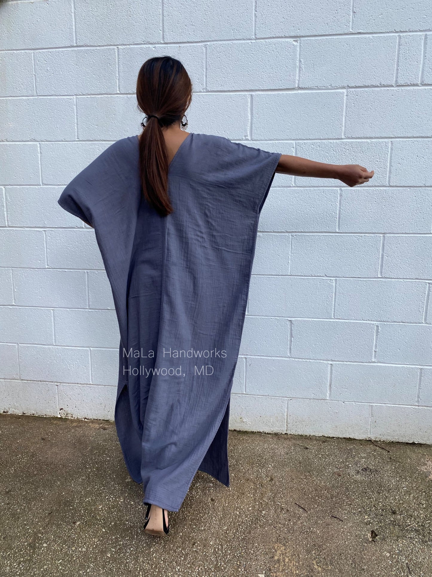 MALA handworks Gloria Double Gauze Cotton Kaftan in Gray