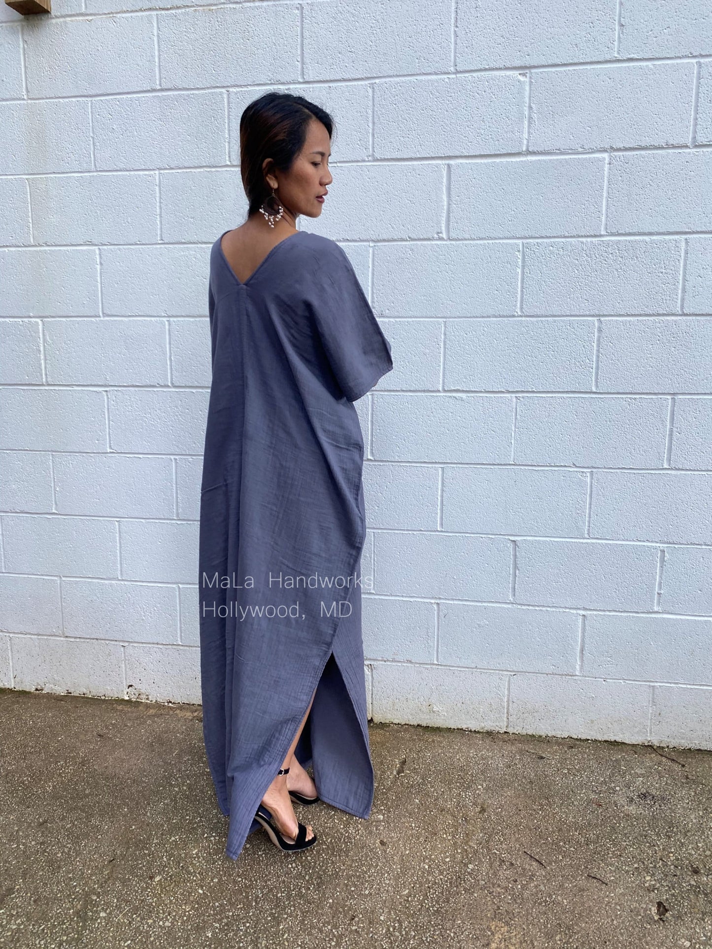 MALA handworks Gloria Double Gauze Cotton Kaftan in Gray
