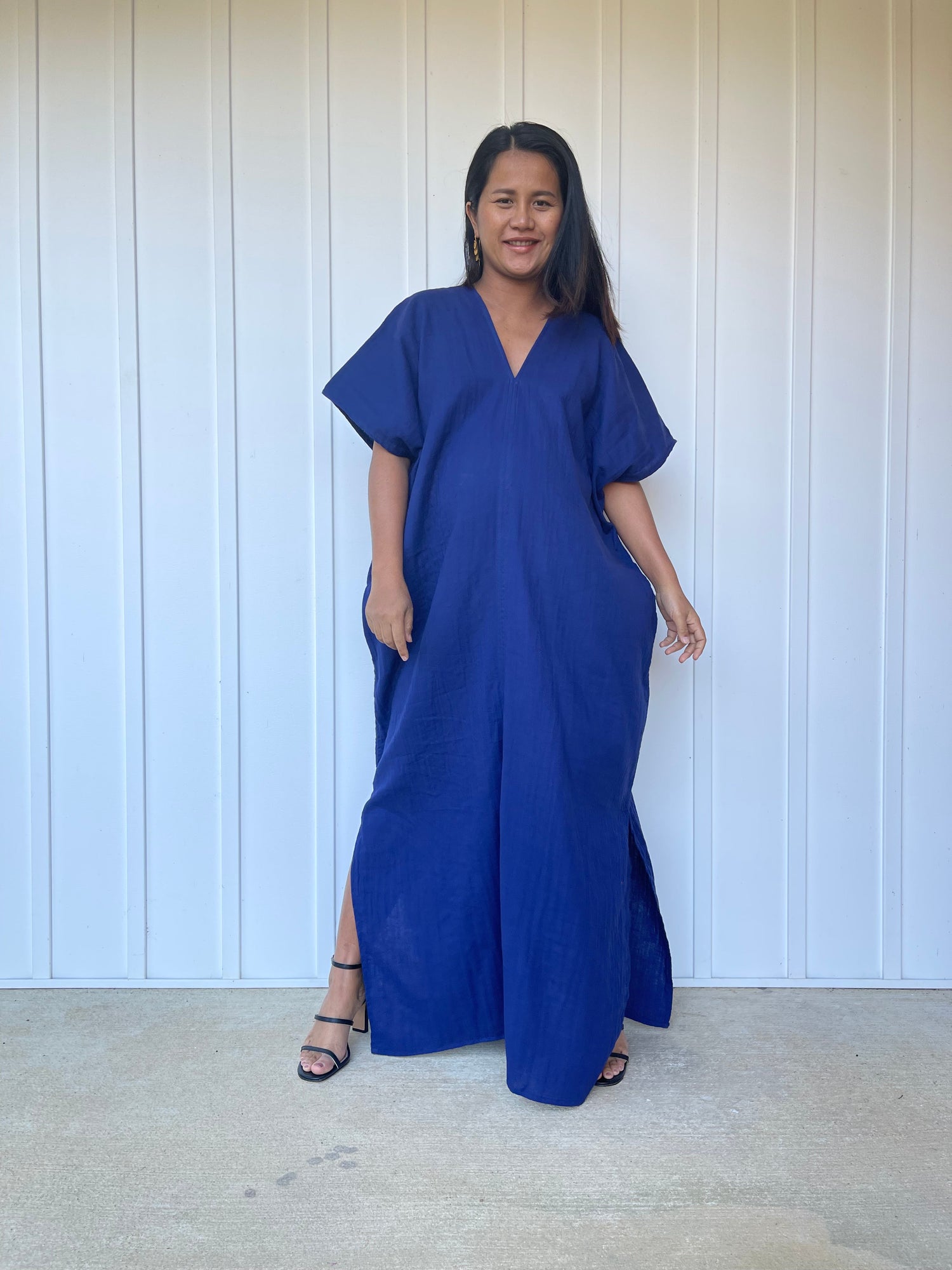 MALA handworks Gloria Double Gauze Cotton Kaftan in Indigo Blue