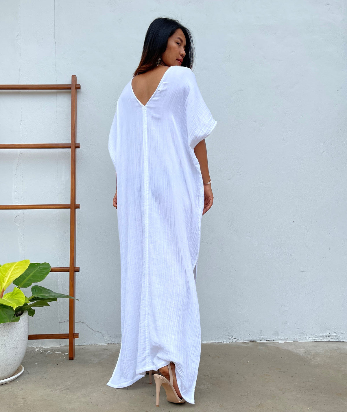 MALA handworks Gloria Double Gauze Cotton Kaftan in Natural White