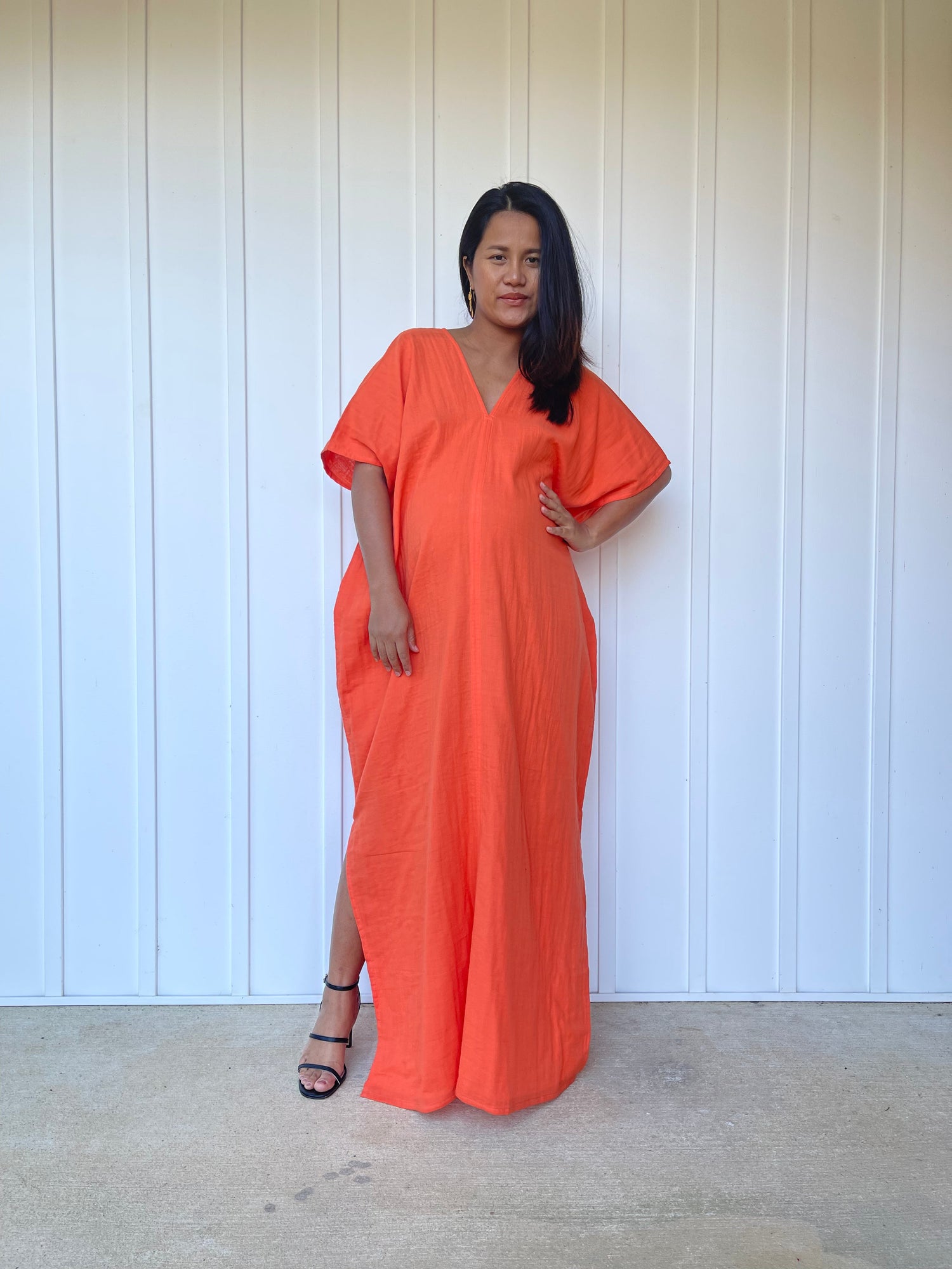 MALA handworks Gloria Double Gauze Cotton Kaftan in Orange