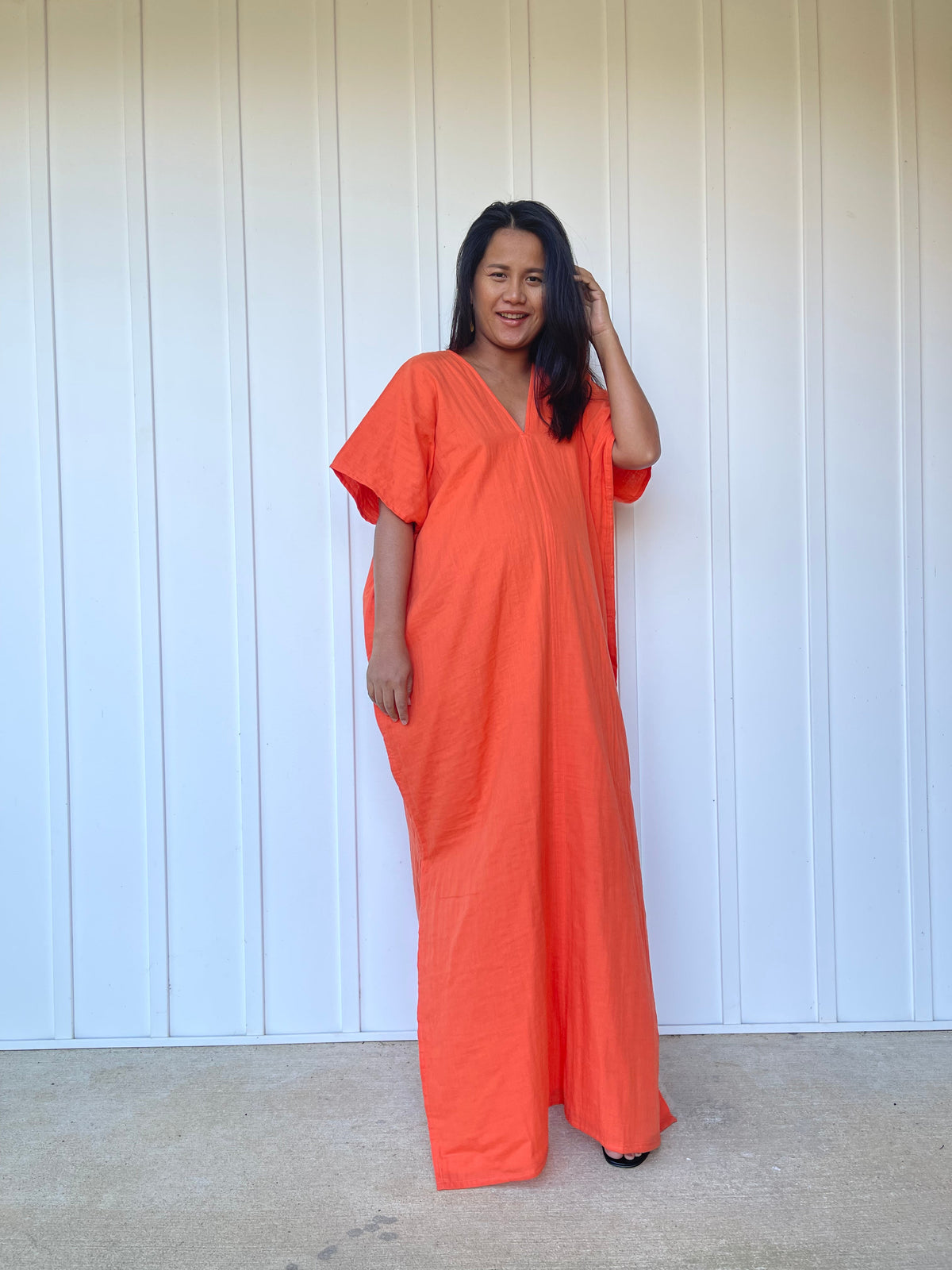 MALA handworks Gloria Double Gauze Cotton Kaftan in Orange