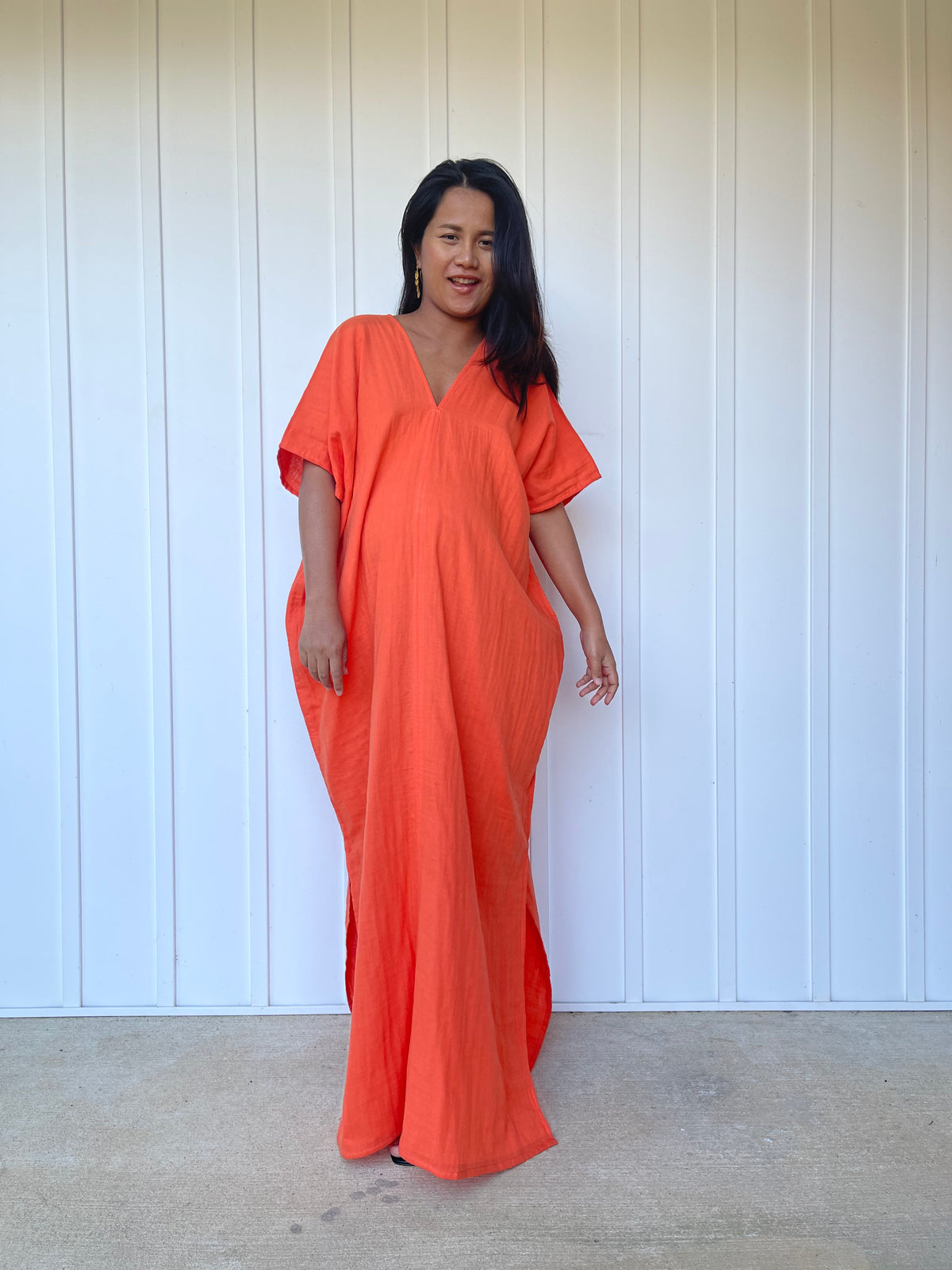 MALA handworks Gloria Double Gauze Cotton Kaftan in Orange