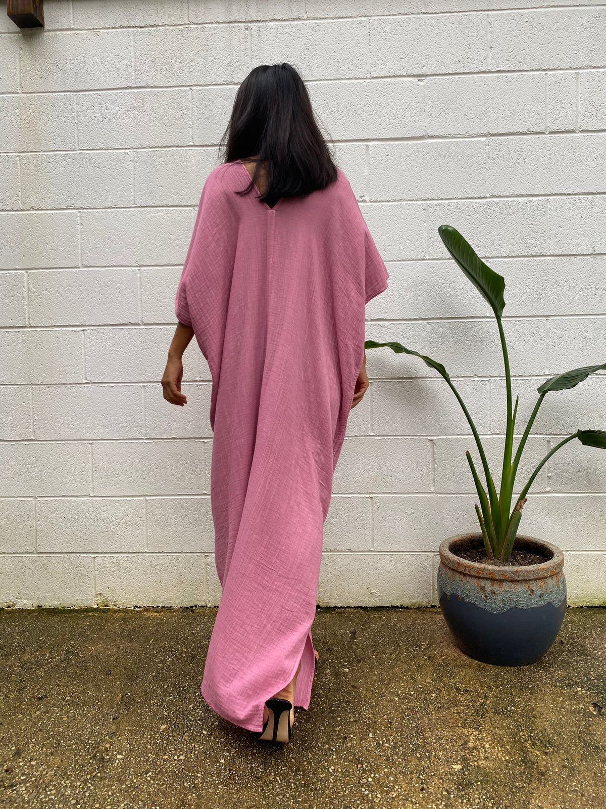 MALA handworks Gloria Double Gauze Cotton Kaftan in Pink