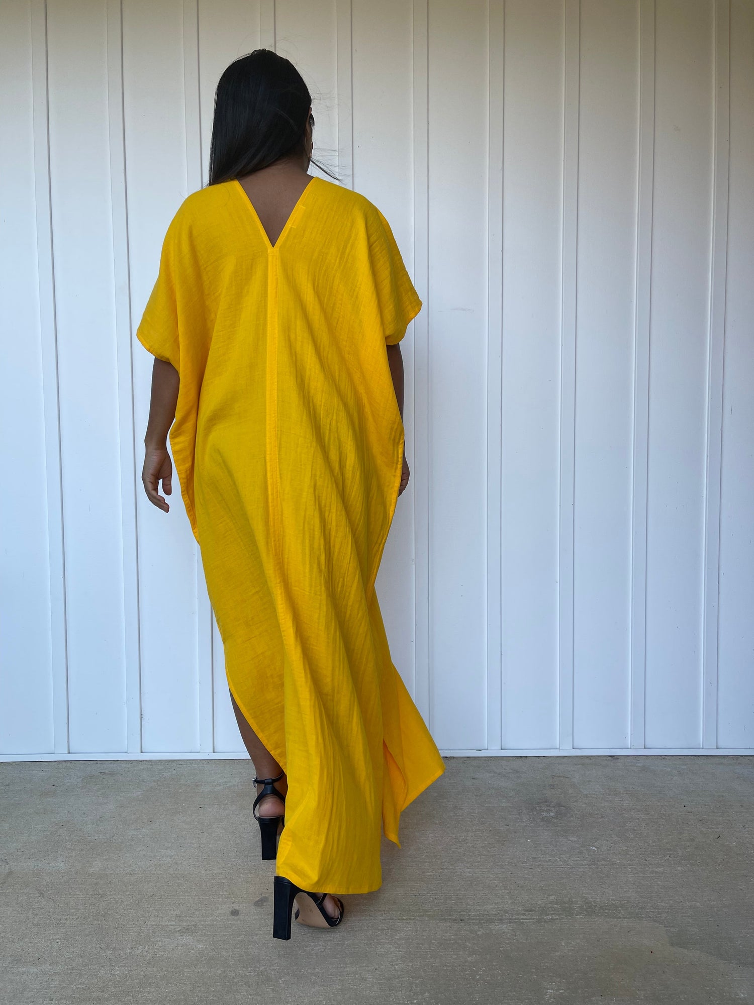 MALA handworks Gloria Double Gauze Cotton Kaftan in Yellow Turmeric