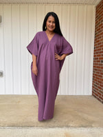 MALA handworks Grace Double Gauze Cotton Kaftan in Eggplant Purple