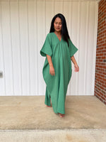 MALA handworks Grace Double Gauze Cotton Kaftan in Emerald Green