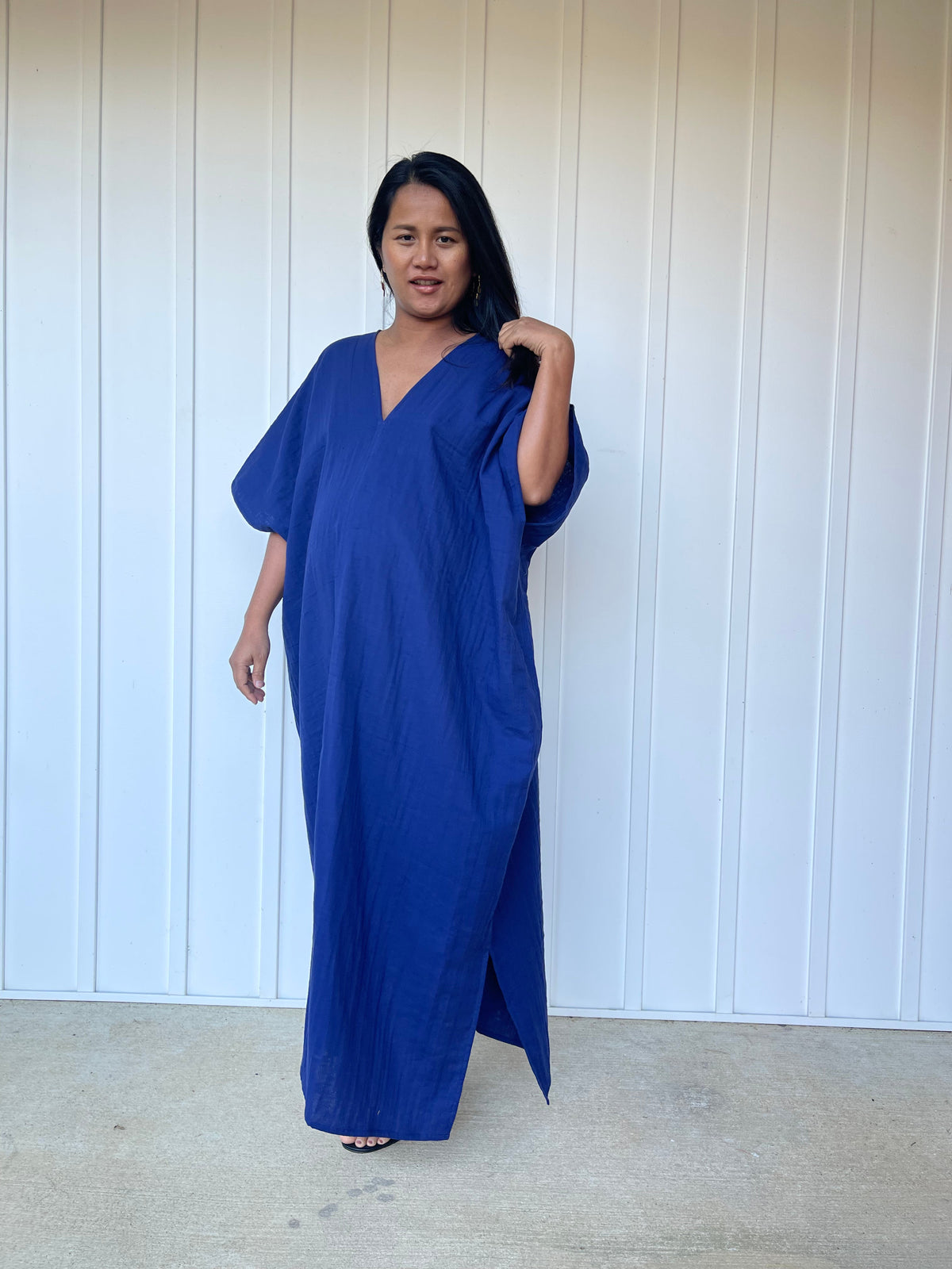 MALA handworks Grace Double Gauze Cotton Kaftan in Indigo Blue