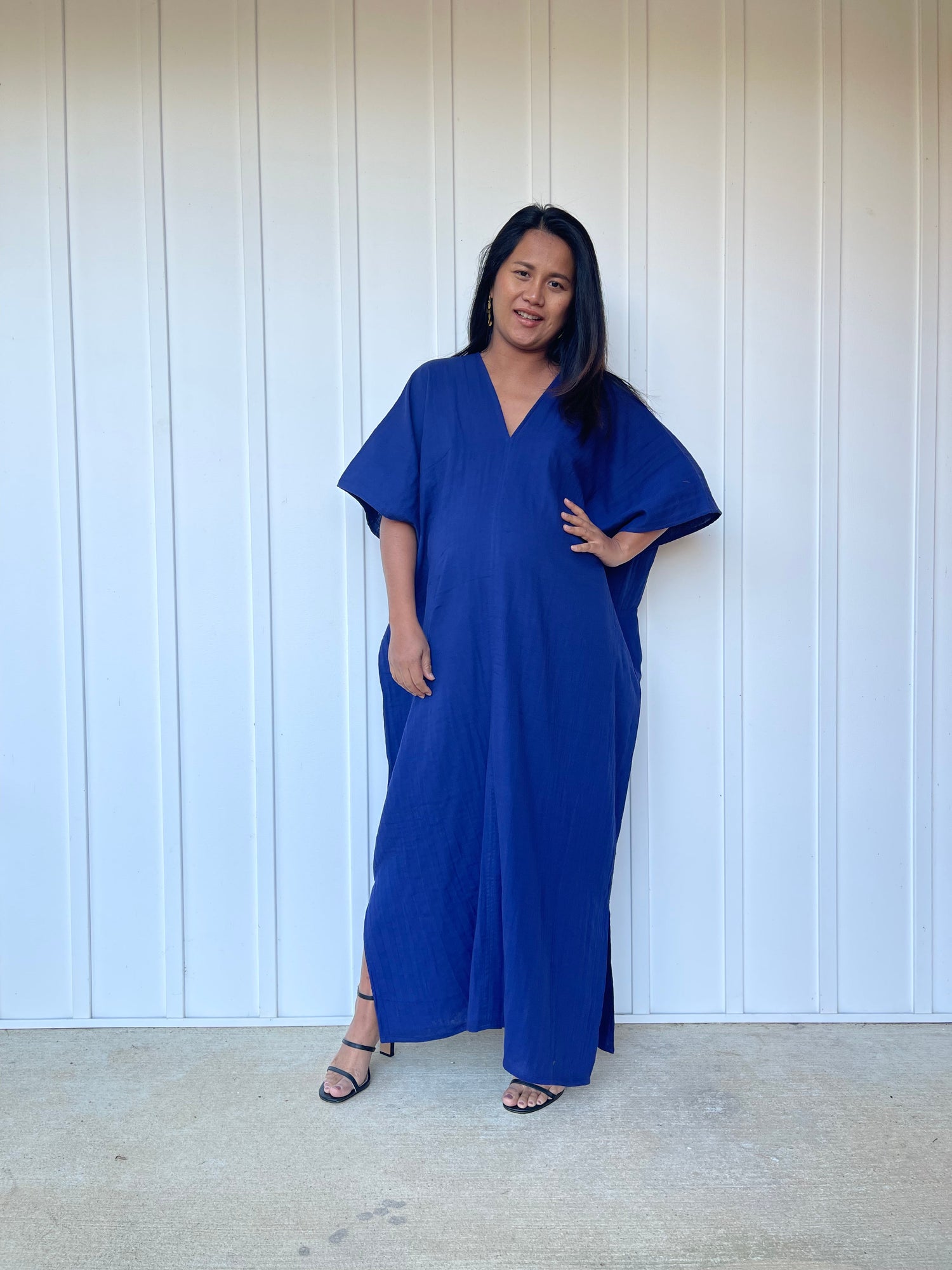 MALA handworks Grace Double Gauze Cotton Kaftan in Indigo Blue