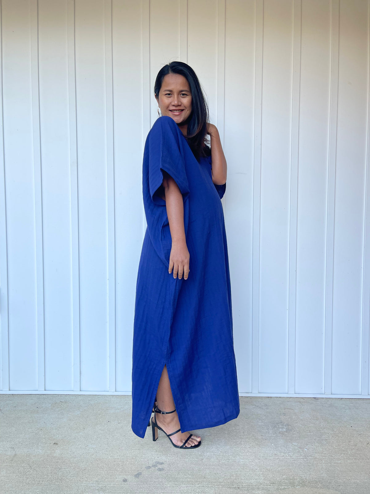 MALA handworks Grace Double Gauze Cotton Kaftan in Indigo Blue