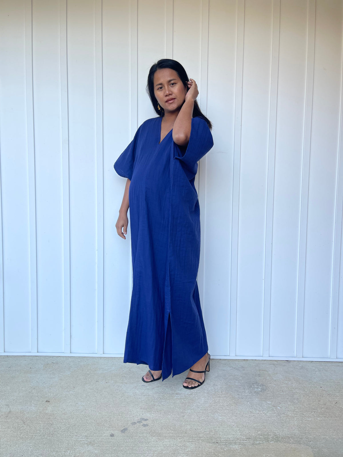 MALA handworks Grace Double Gauze Cotton Kaftan in Indigo Blue