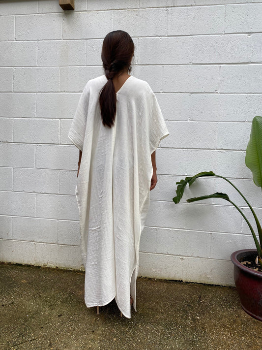 MALA handworks Grace Double Gauze Cotton Kaftan in Off White