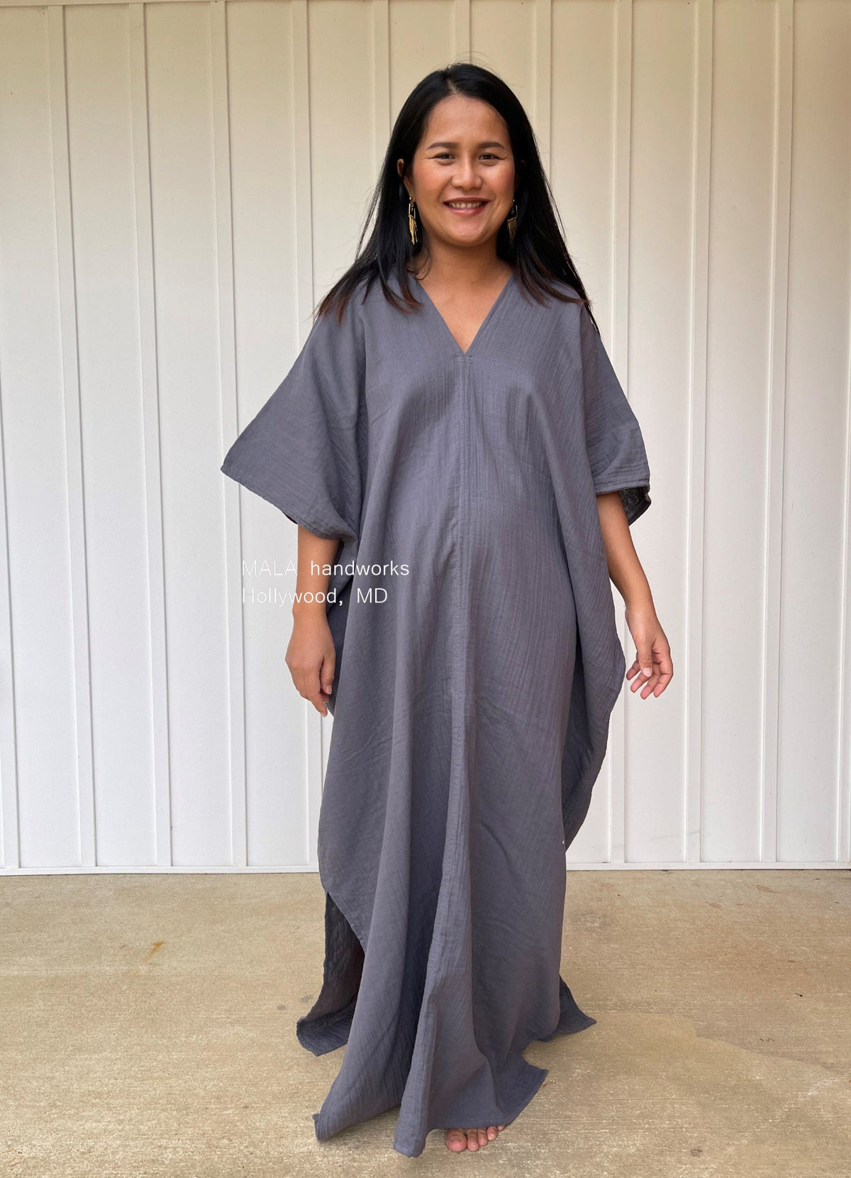 MALA handworks  Grace Double Gauze Cotton Kaftan in Purple Lavender