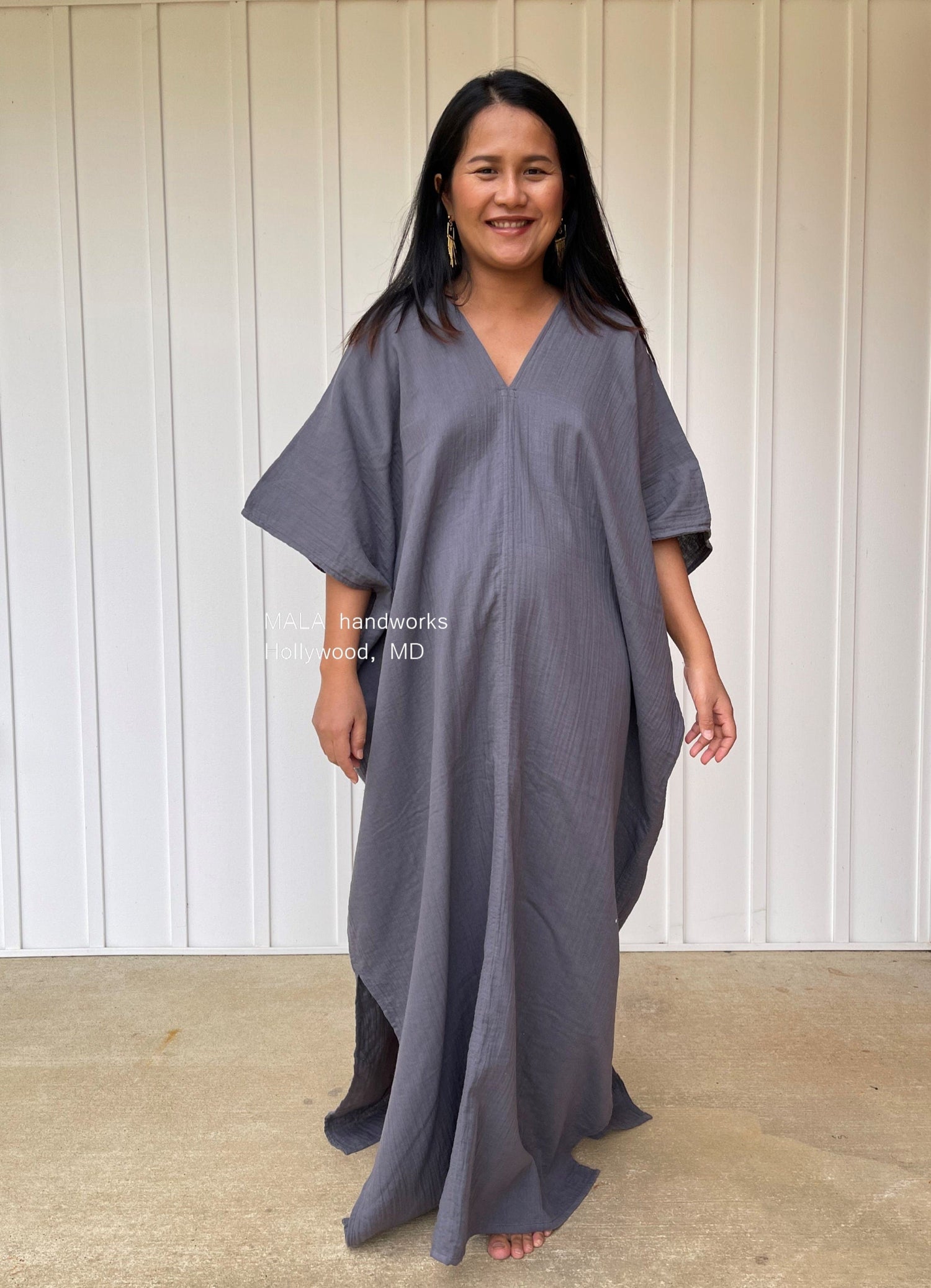 MALA handworks  Grace Double Gauze Cotton Kaftan in Purple Lavender