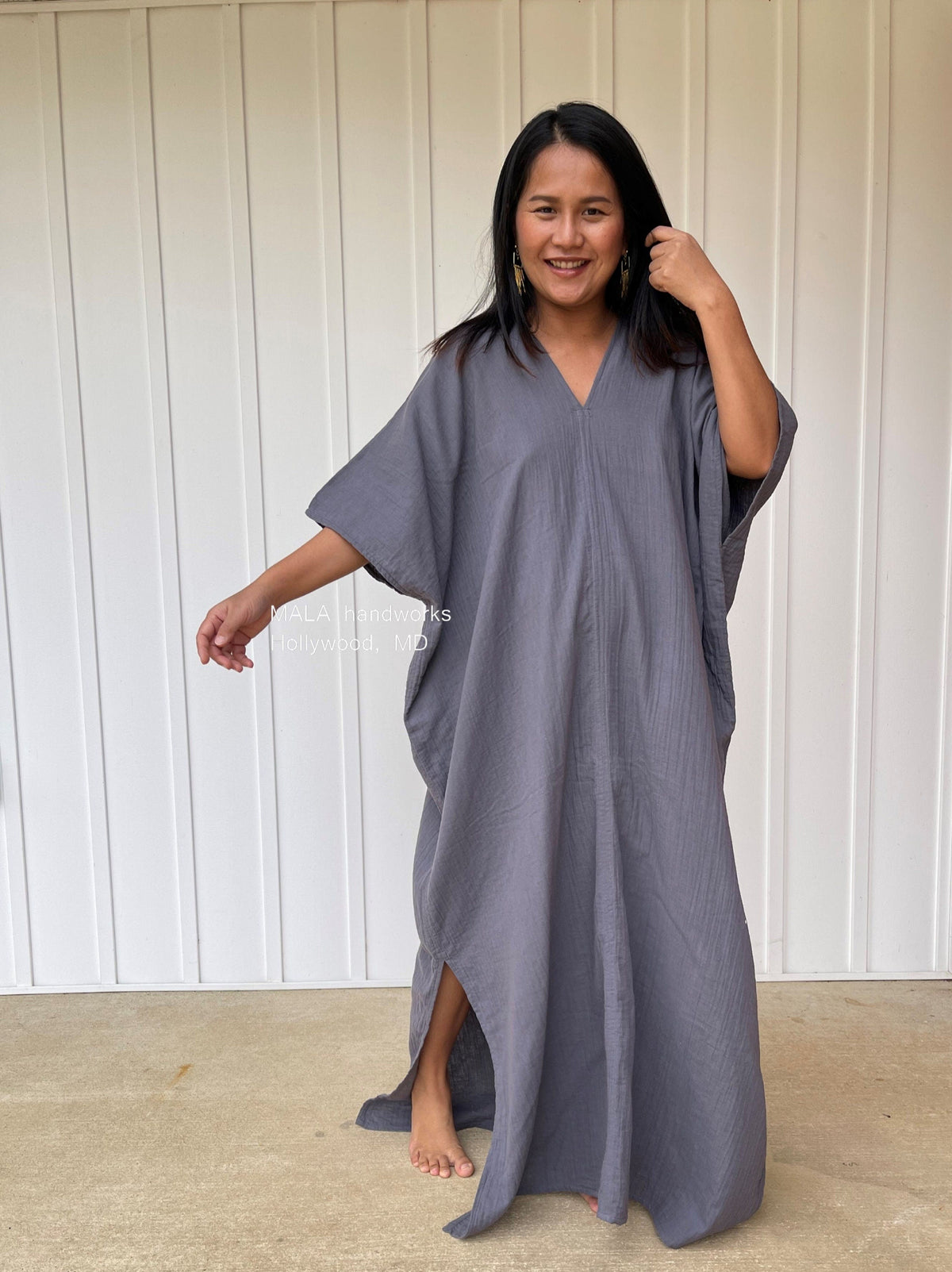 MALA handworks  Grace Double Gauze Cotton Kaftan in Purple Lavender
