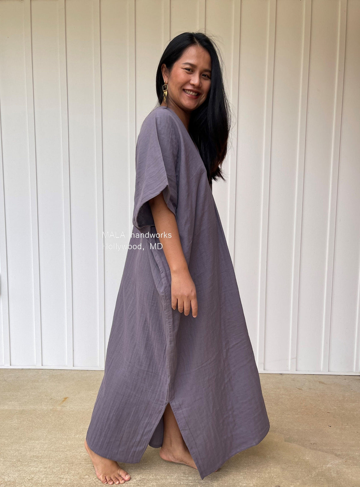 MALA handworks  Grace Double Gauze Cotton Kaftan in Purple Lavender