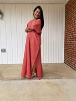 MALA handworks Grace Double Gauze Cotton Kaftan in Salmon Pink