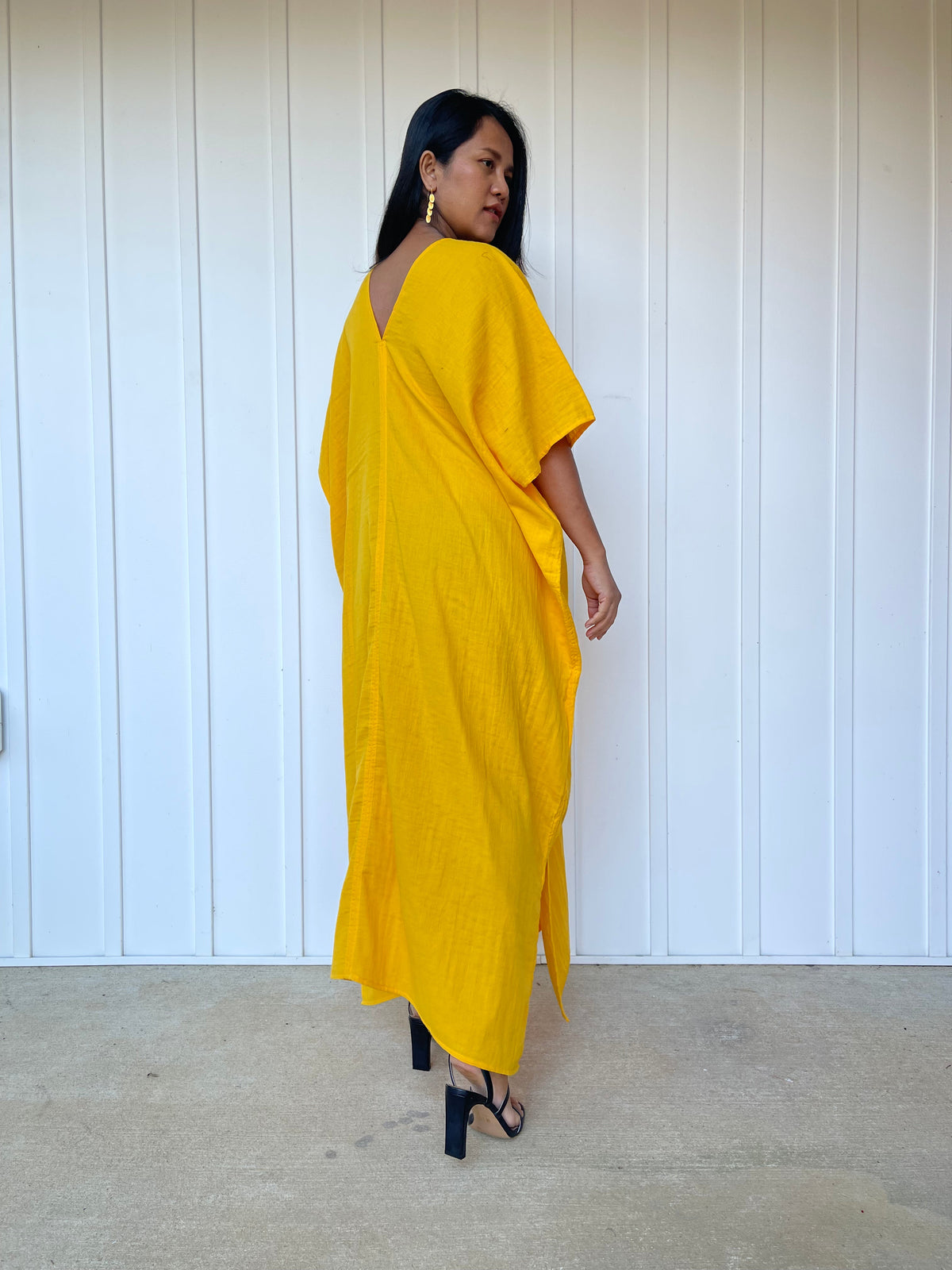 MALA handworks Grace Double Gauze Cotton Kaftan in Yellow Turmeric