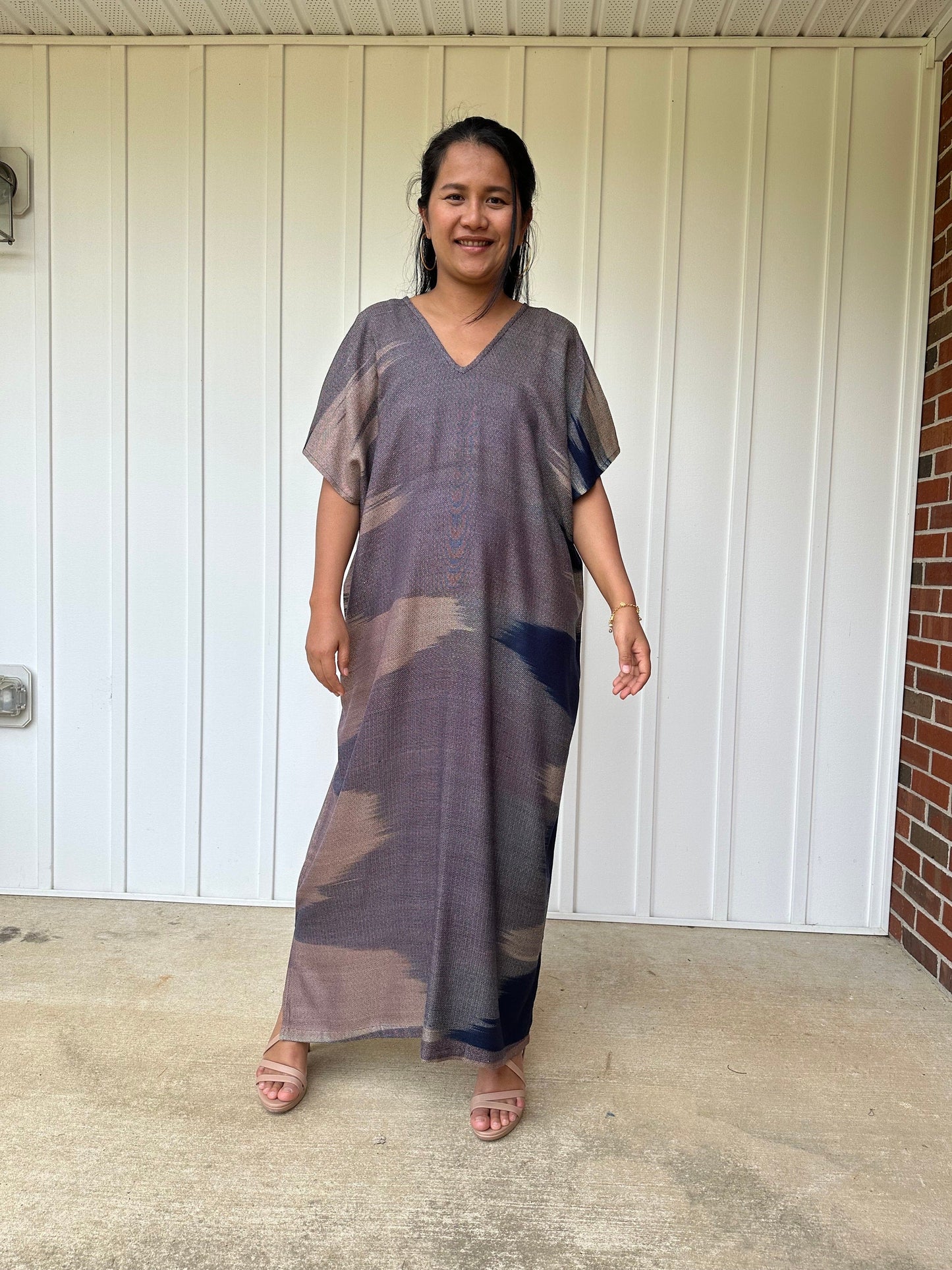 MALA handworks Ikat Hand Woven Pattern Kaftan