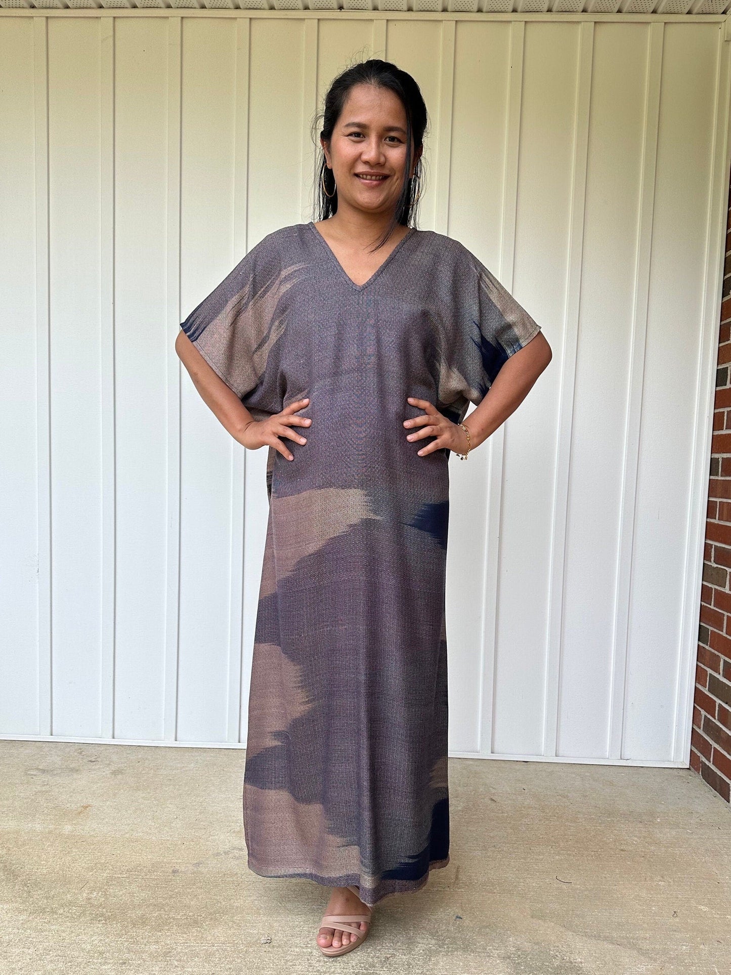 MALA handworks Ikat Hand Woven Pattern Kaftan