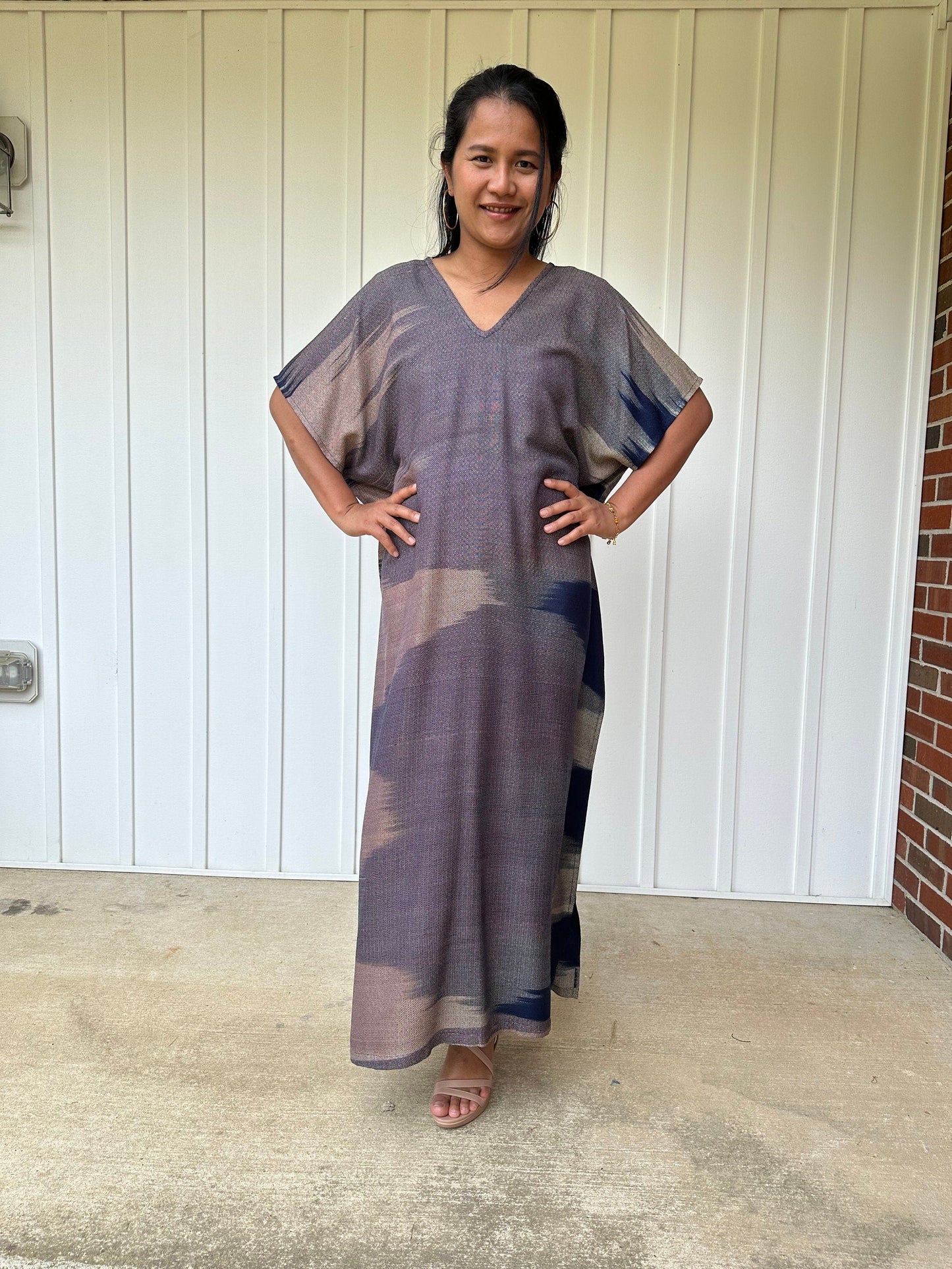 MALA handworks Ikat Hand Woven Pattern Kaftan