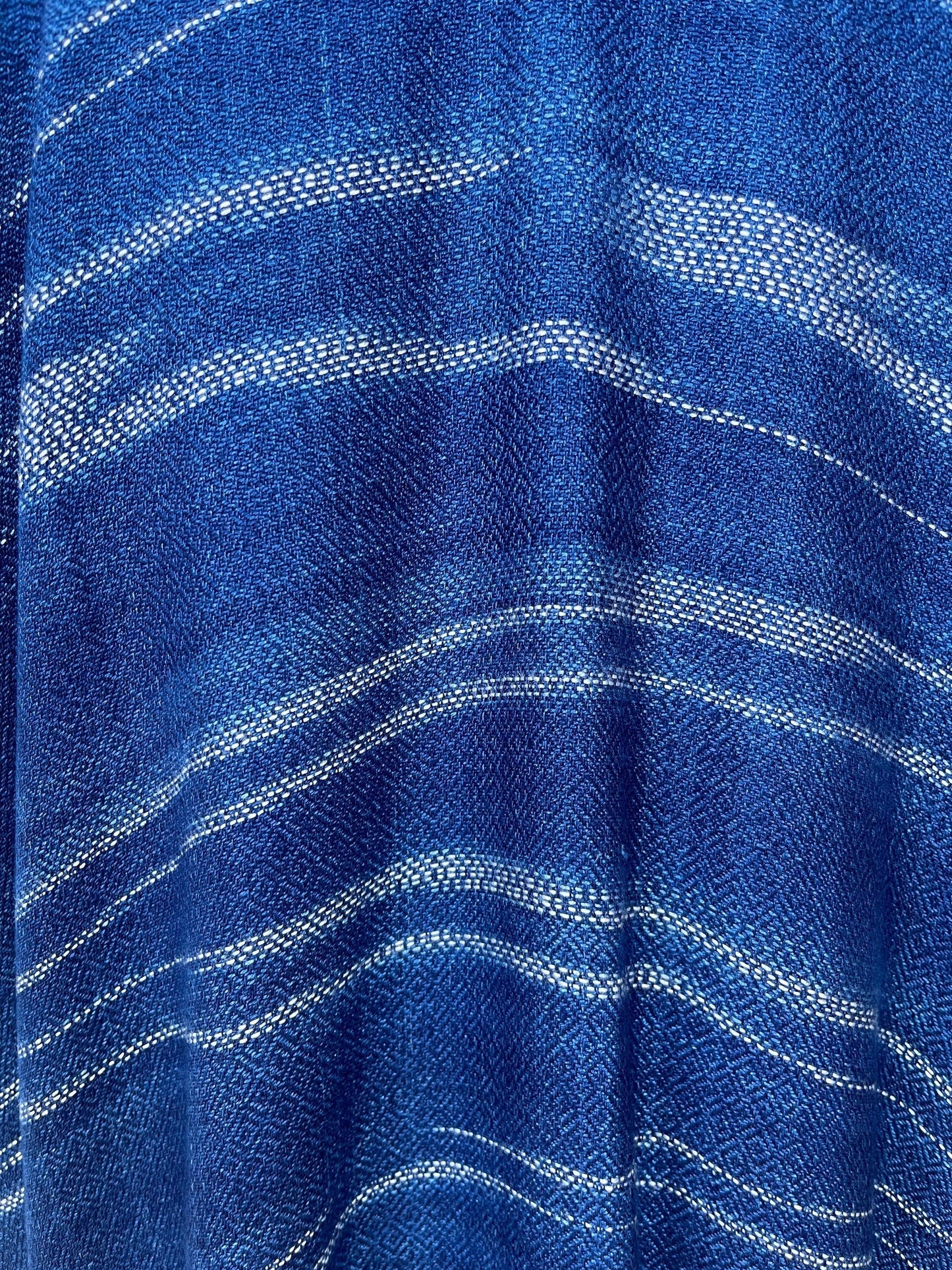 MALA handworks Ikat Hand Woven Pattern Kaftan in Indigo Blue with White and Organic Dye
