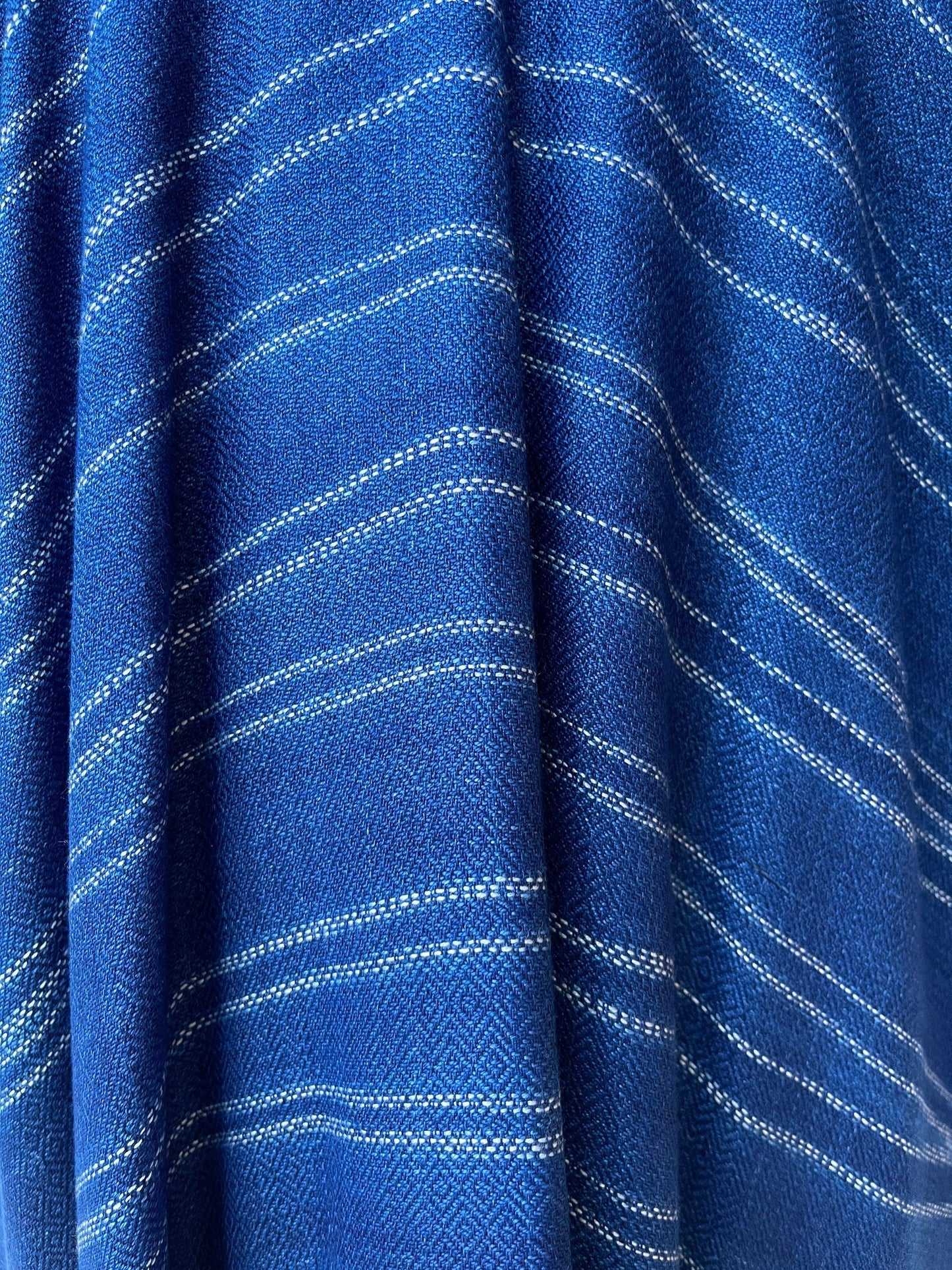 MALA handworks Ikat Hand Woven Pattern Kaftan in Indigo Blue with White and Organic Dye