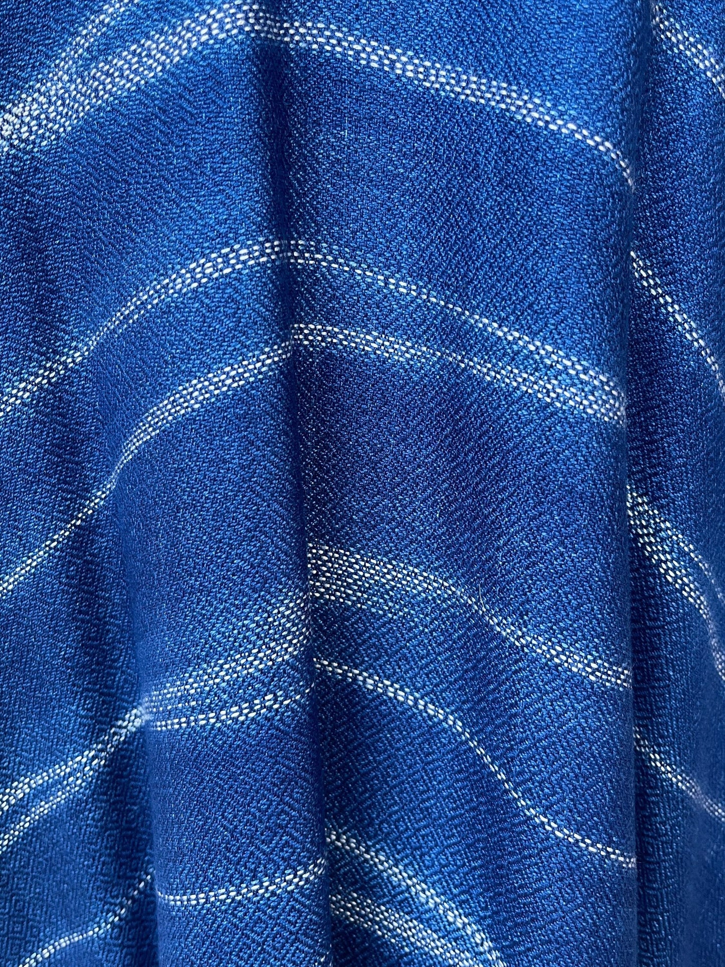 MALA handworks Ikat Hand Woven Pattern Kaftan in Indigo Blue with White and Organic Dye