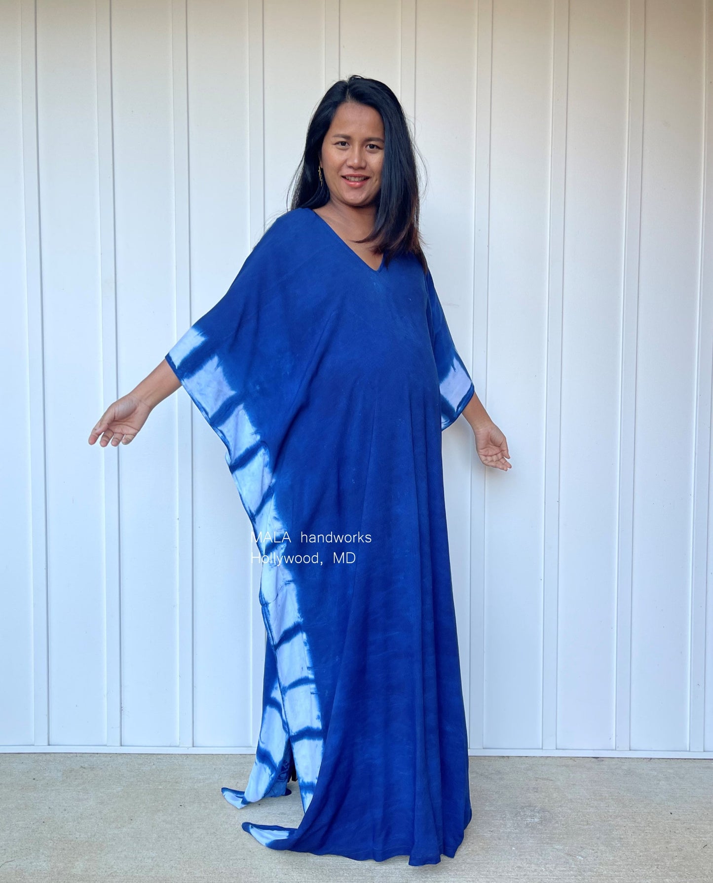 MALA handworks 53 Indigo Kaftan in Hand Dyed Indigo Blue