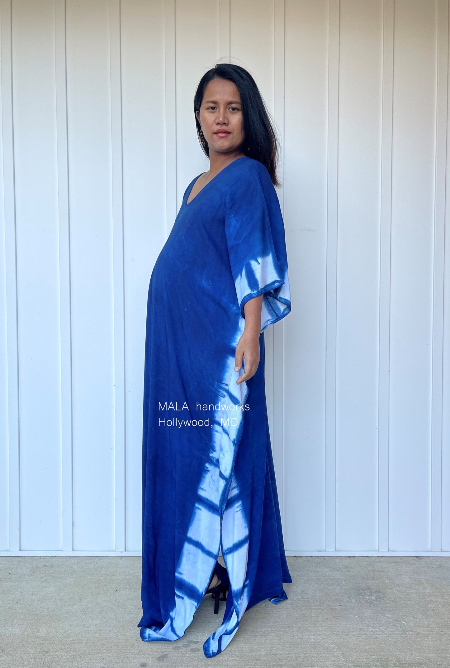 MALA handworks 53 Indigo Kaftan in Hand Dyed Indigo Blue