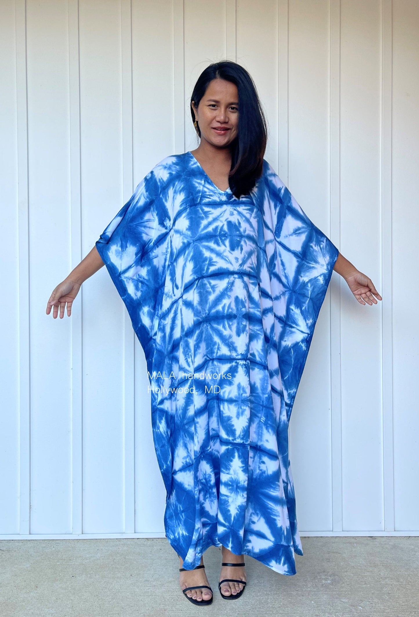 MALA handworks Indigo Kaftan in Hand Dyed Indigo Blue