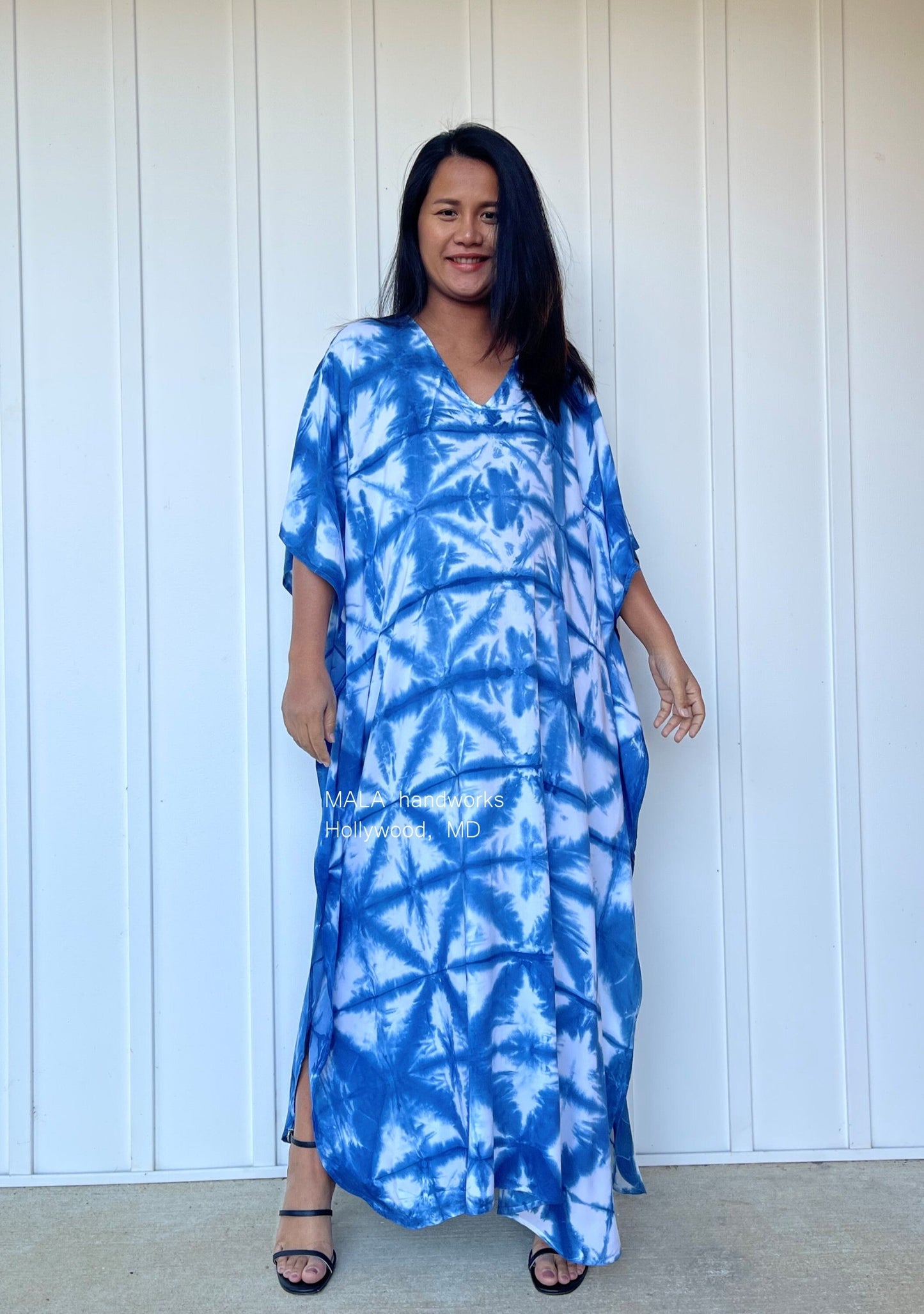 MALA handworks Indigo Kaftan in Hand Dyed Indigo Blue