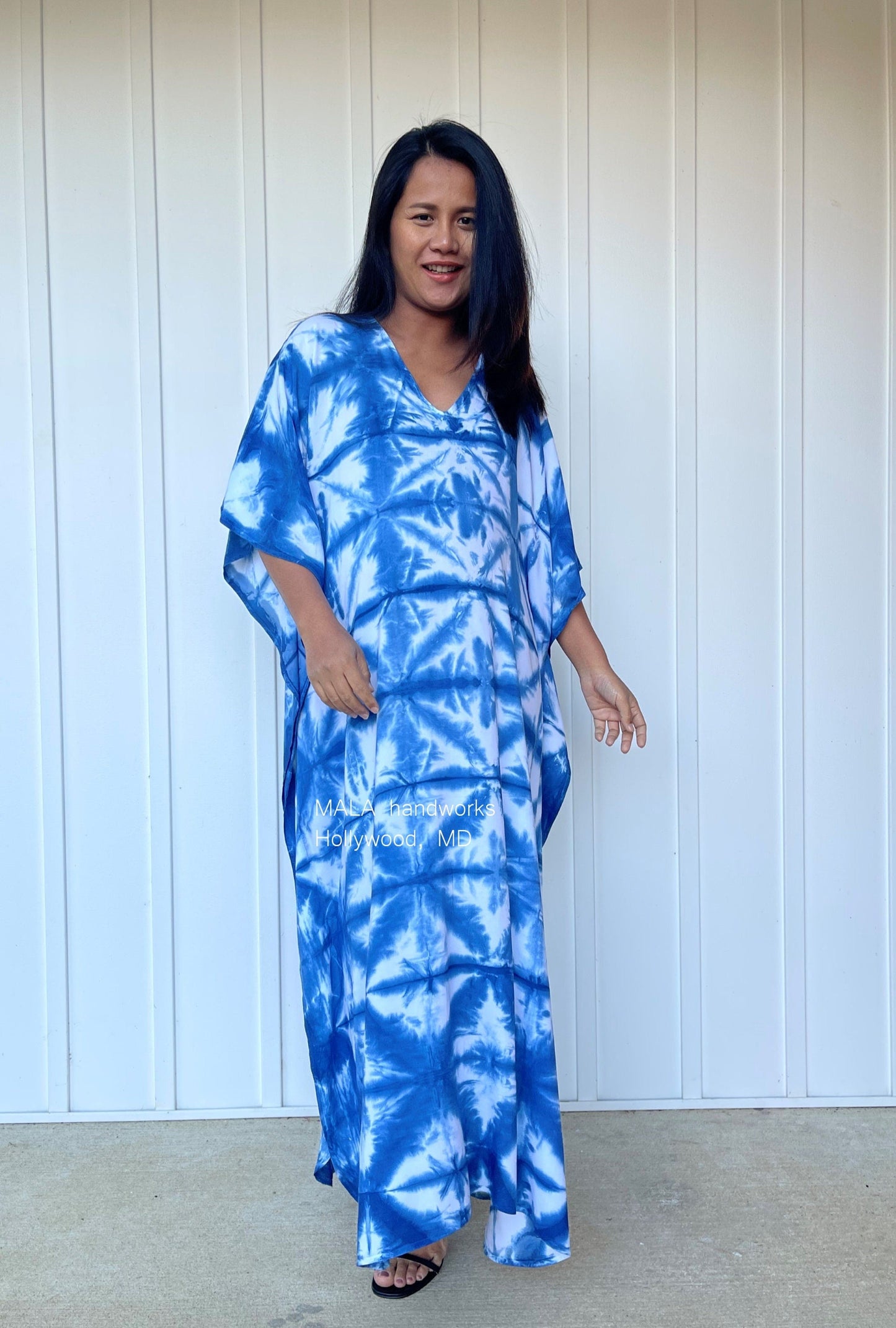 MALA handworks Indigo Kaftan in Hand Dyed Indigo Blue