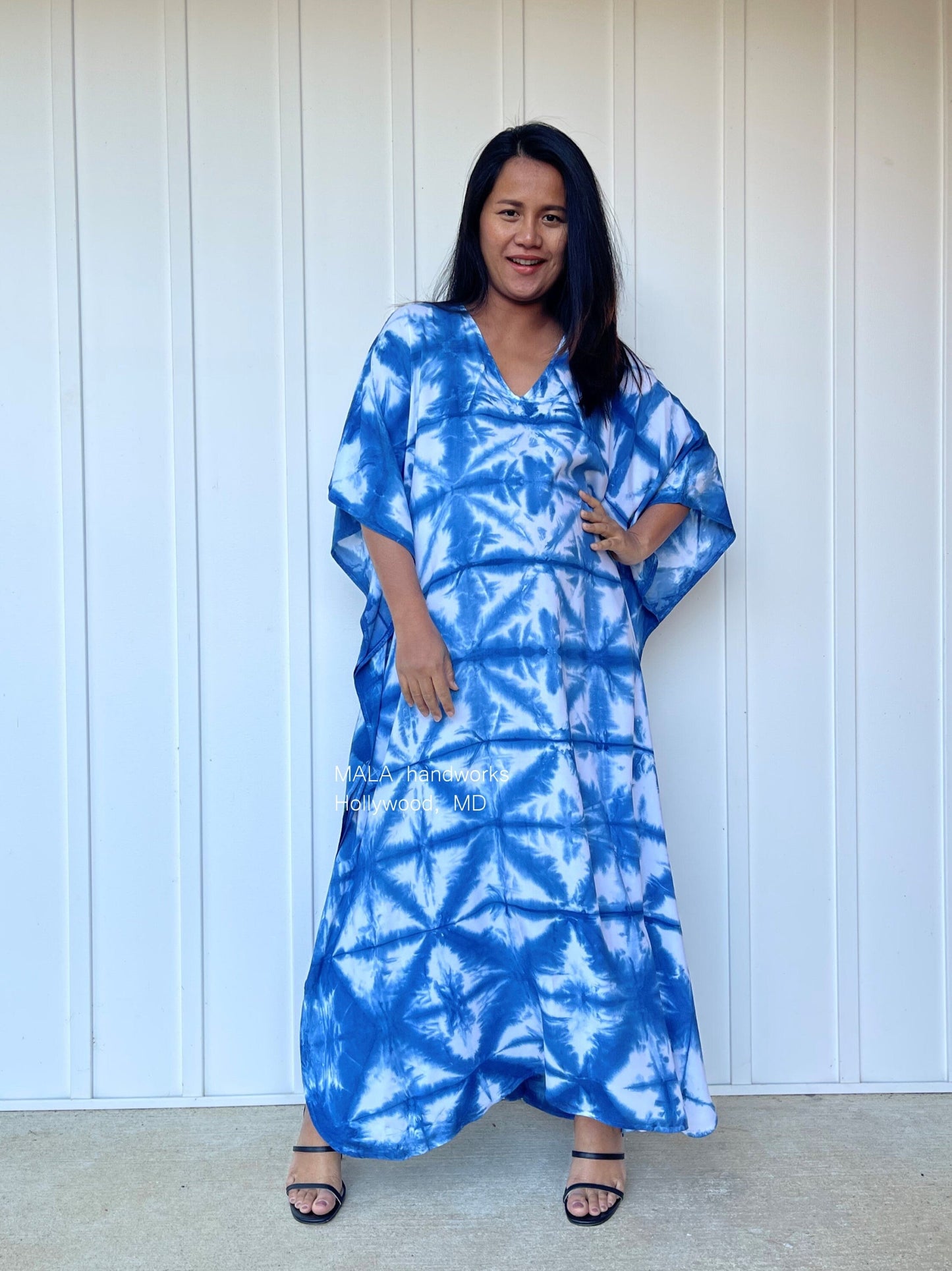 MALA handworks Indigo Kaftan in Hand Dyed Indigo Blue